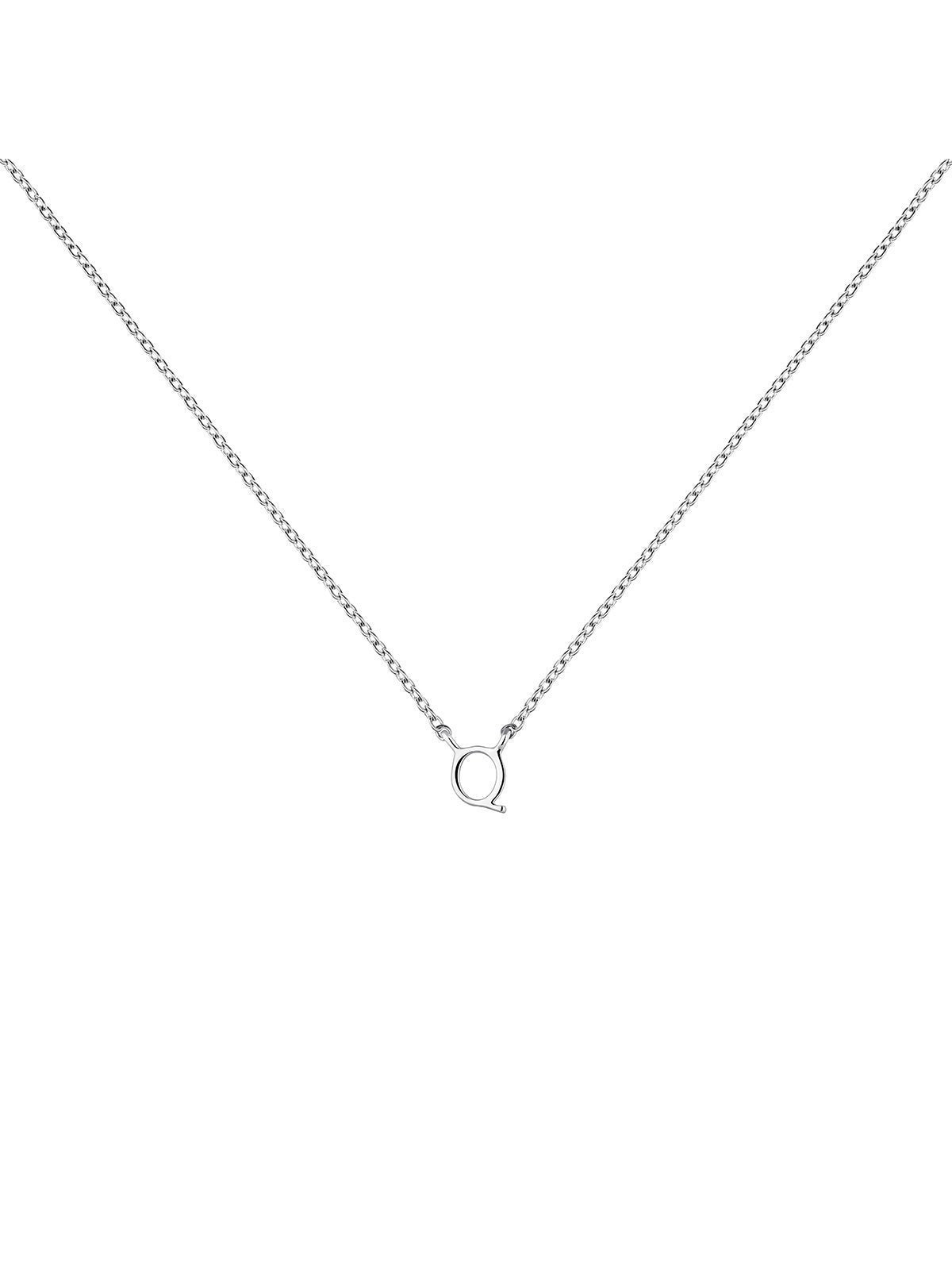 Colgante de oro blanco de 9K con inicial Q