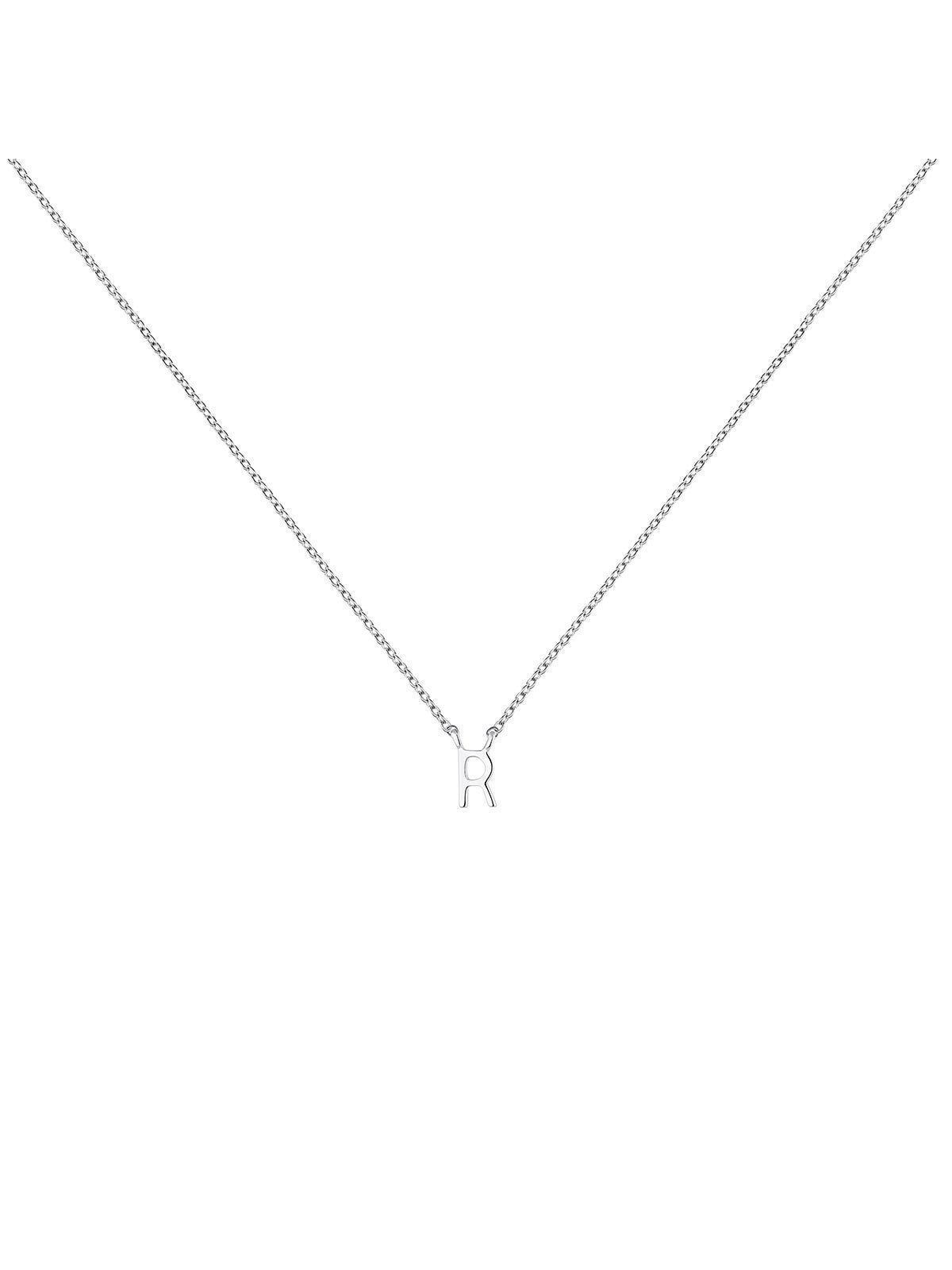 Colgante de oro blanco de 9K con inicial R