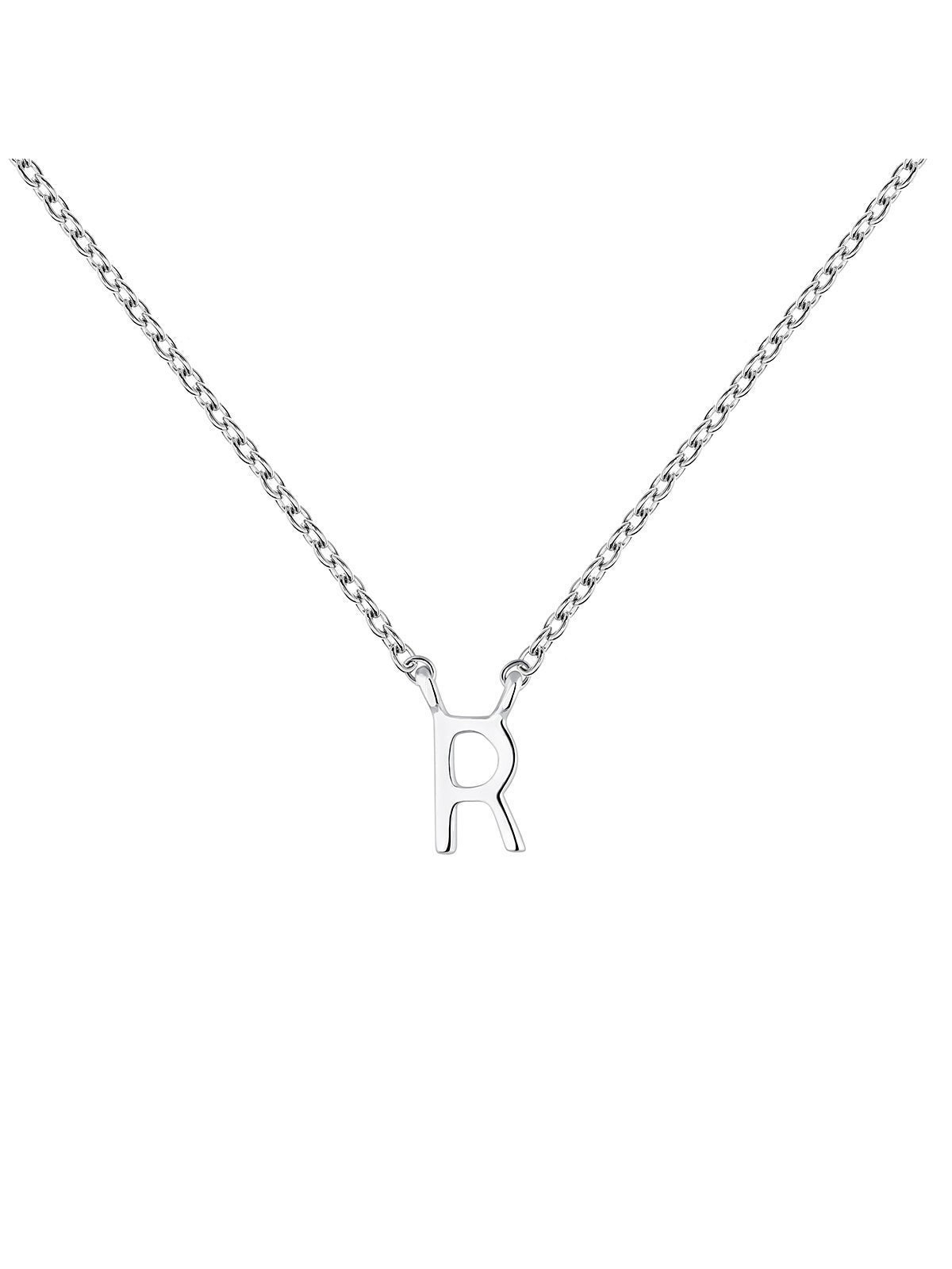 Colgante de oro blanco de 9K con inicial R