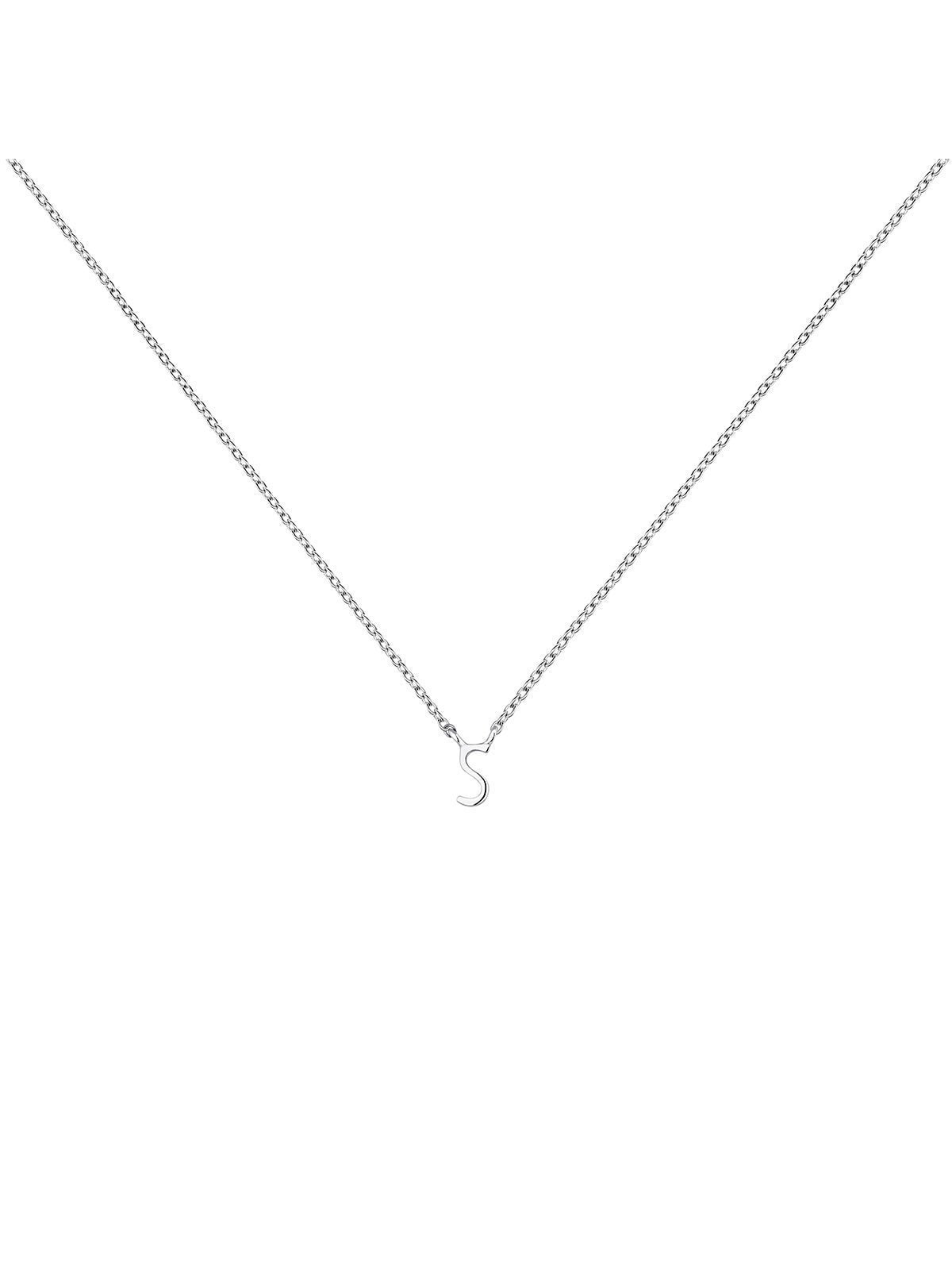 Colgante de oro blanco de 9K con inicial S