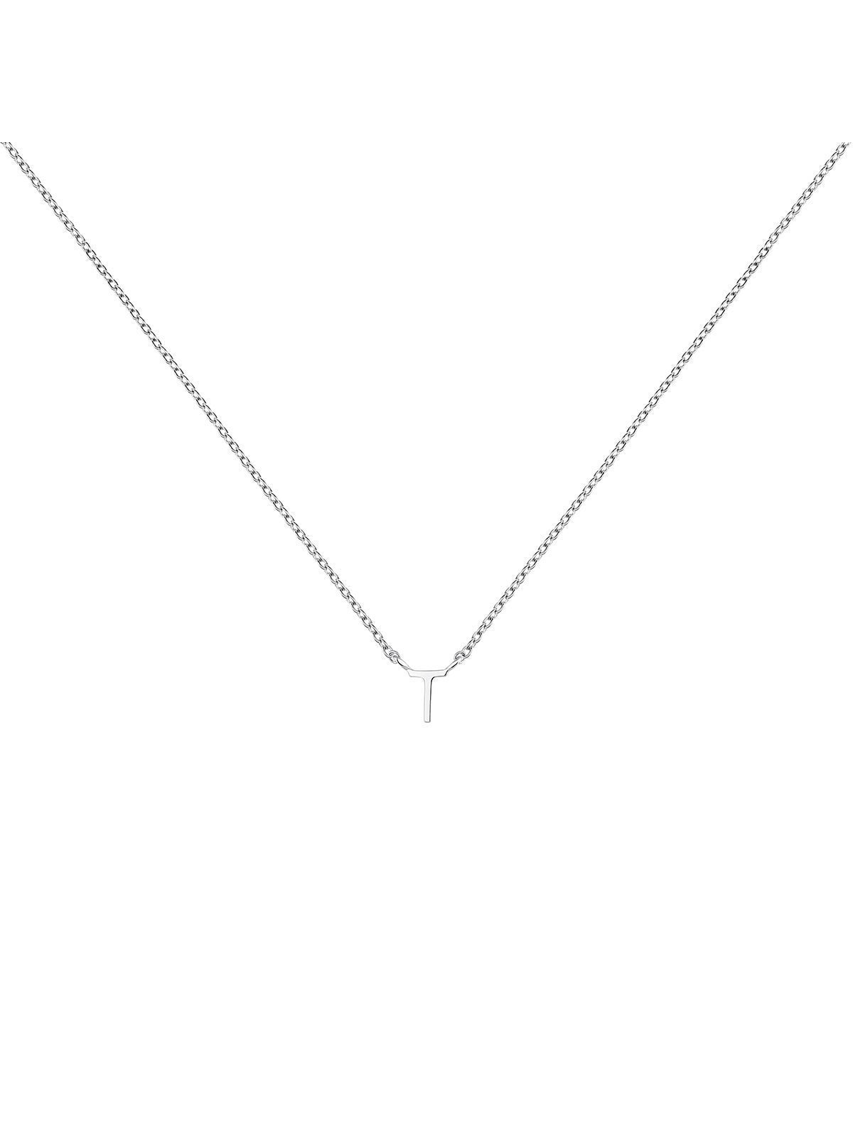 Colgante de oro blanco de 9K con inicial T