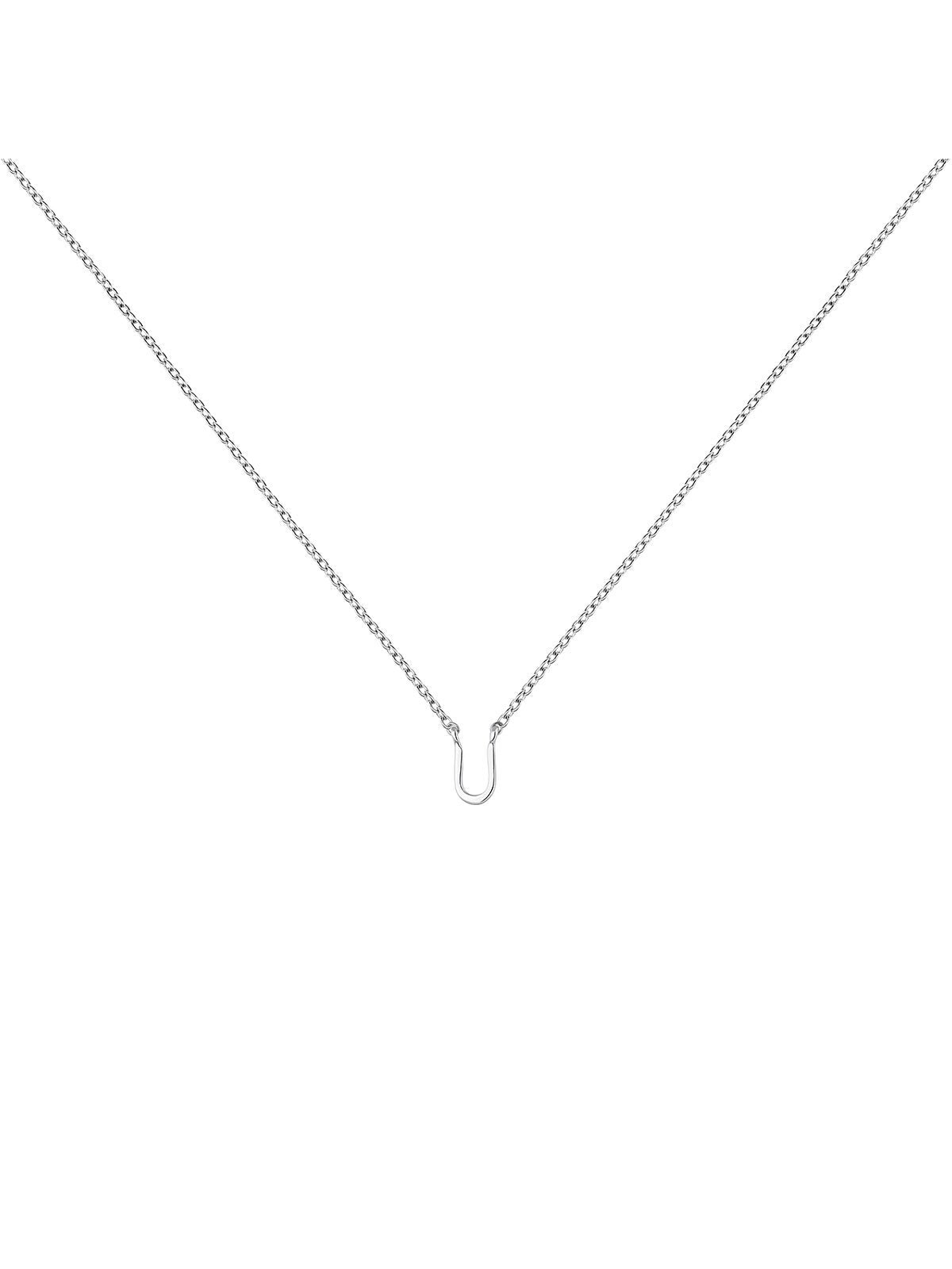 Colgante de oro blanco de 9K con inicial U