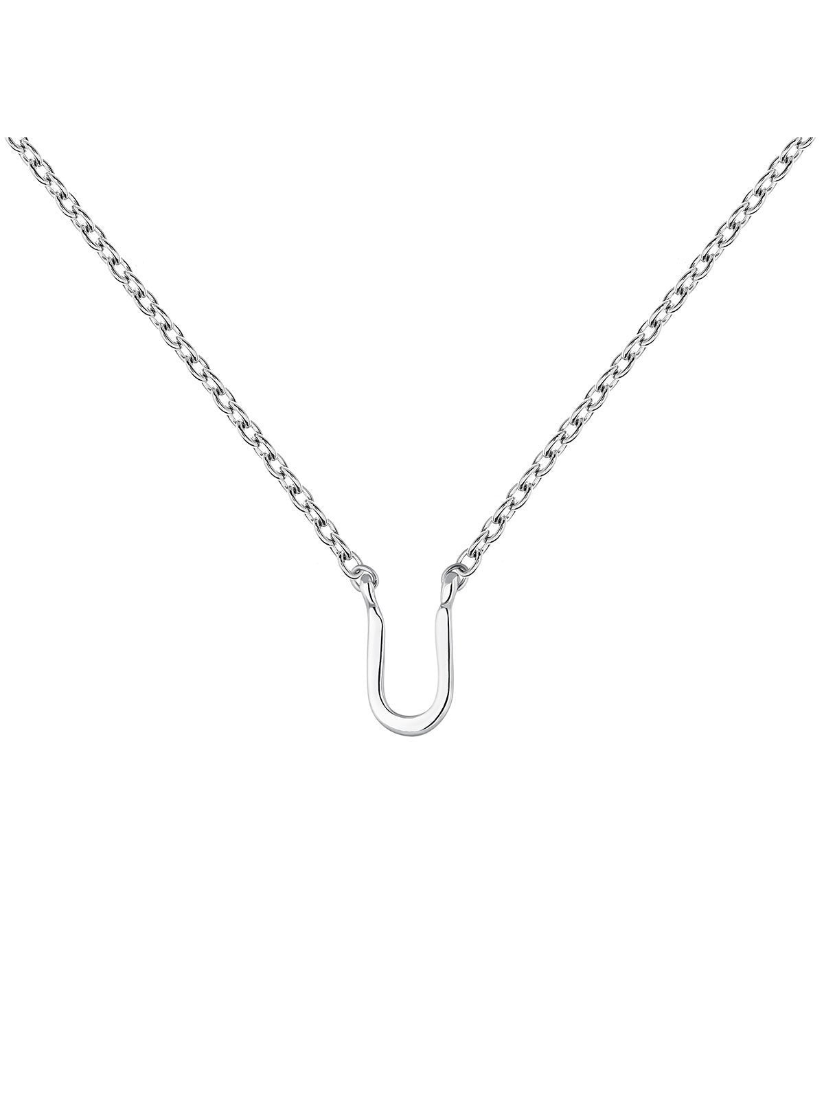 Colgante de oro blanco de 9K con inicial U
