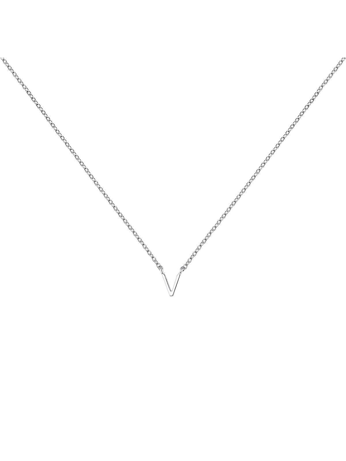 Colgante de oro blanco de 9K con inicial V