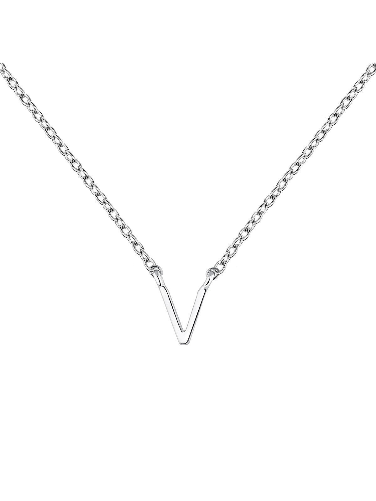 Colgante de oro blanco de 9K con inicial V