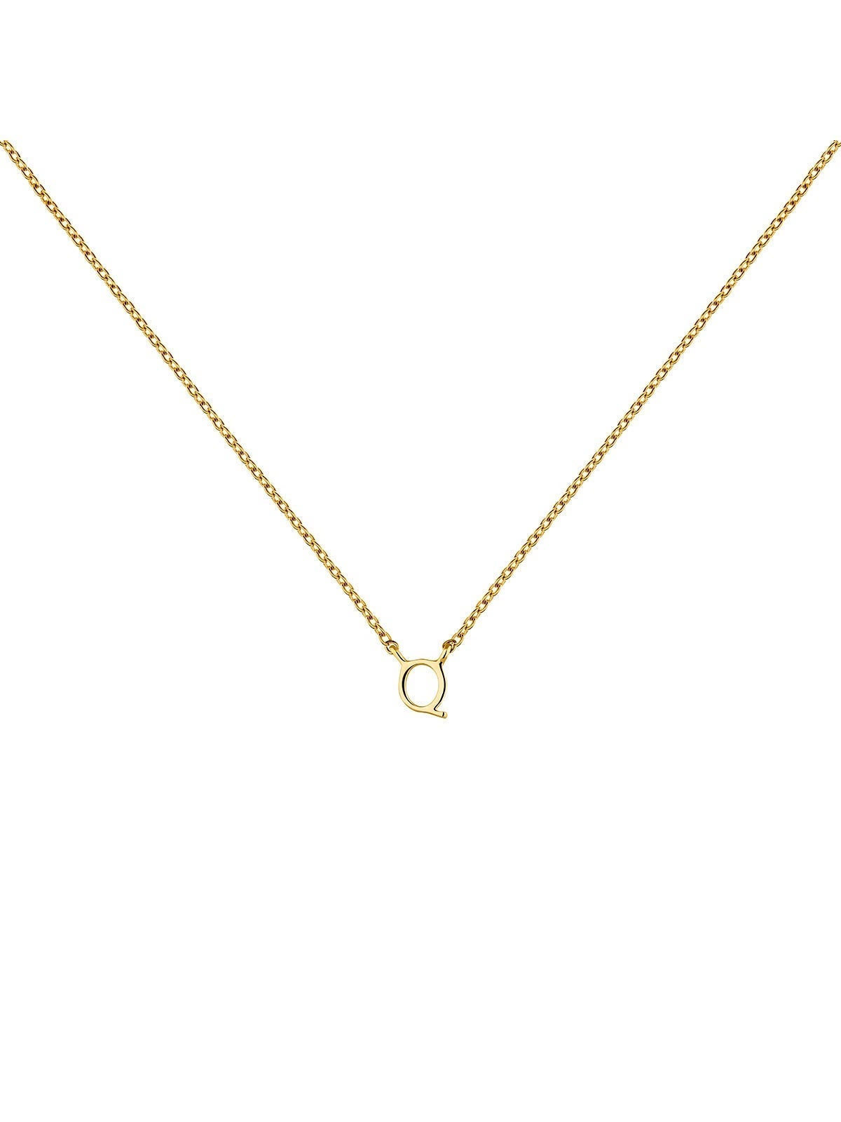 Colgante de oro amarillo de 9K con inicial Q