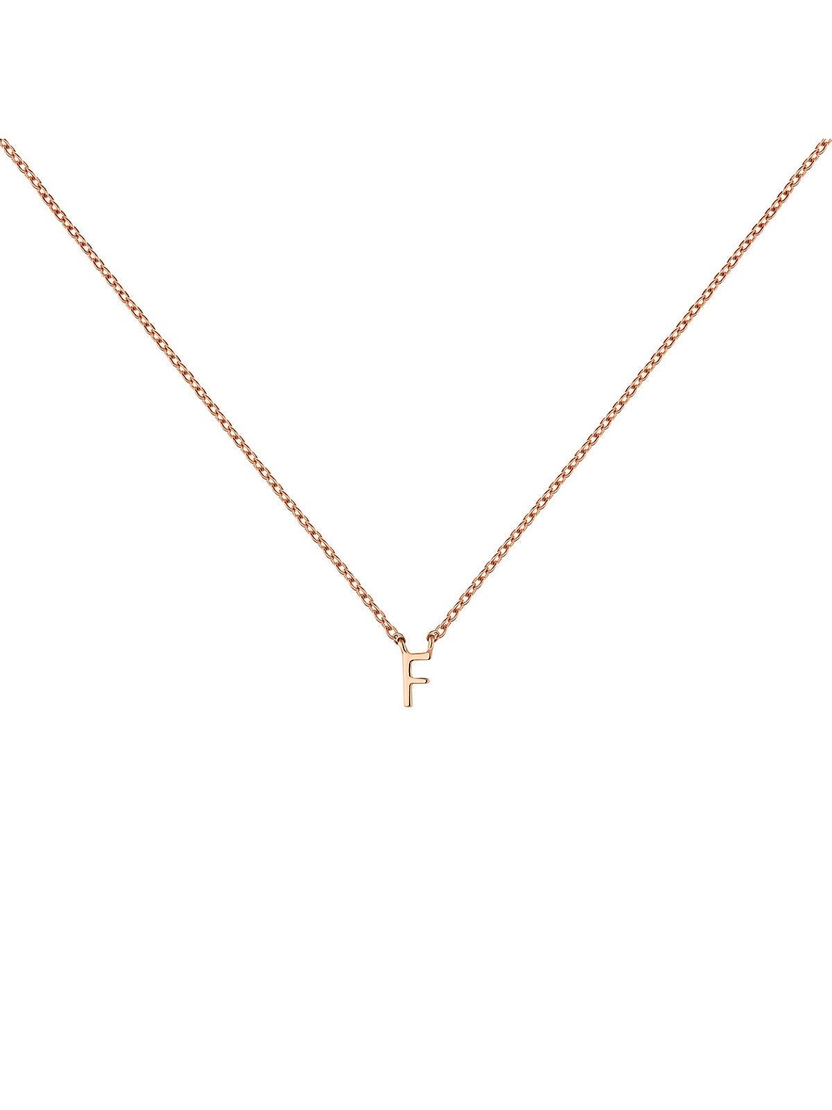 Colgante de oro rosa de 9K con inicial F