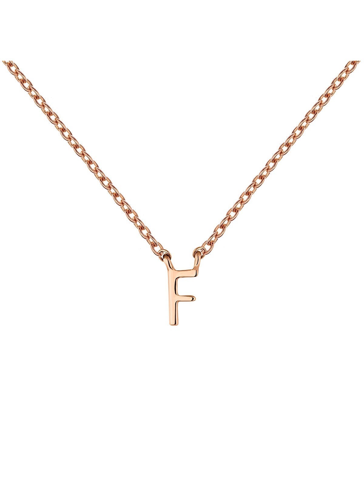 Colgante de oro rosa de 9K con inicial F