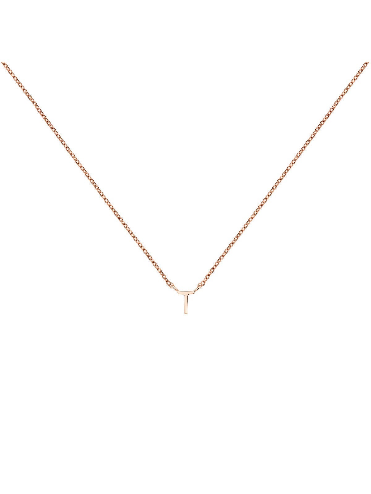 Colgante de oro rosa de 9K con inicial T