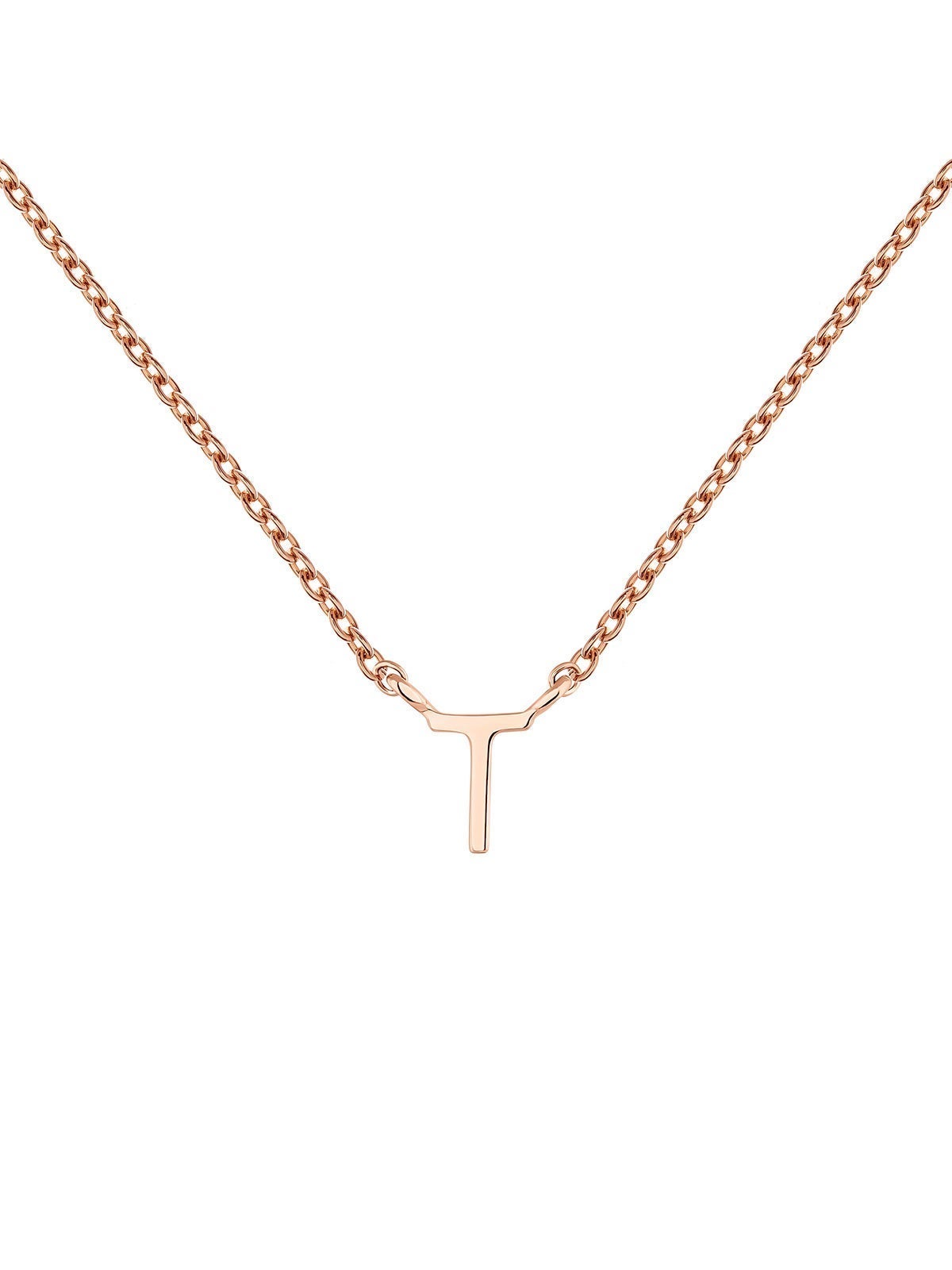 Colgante de oro rosa de 9K con inicial T