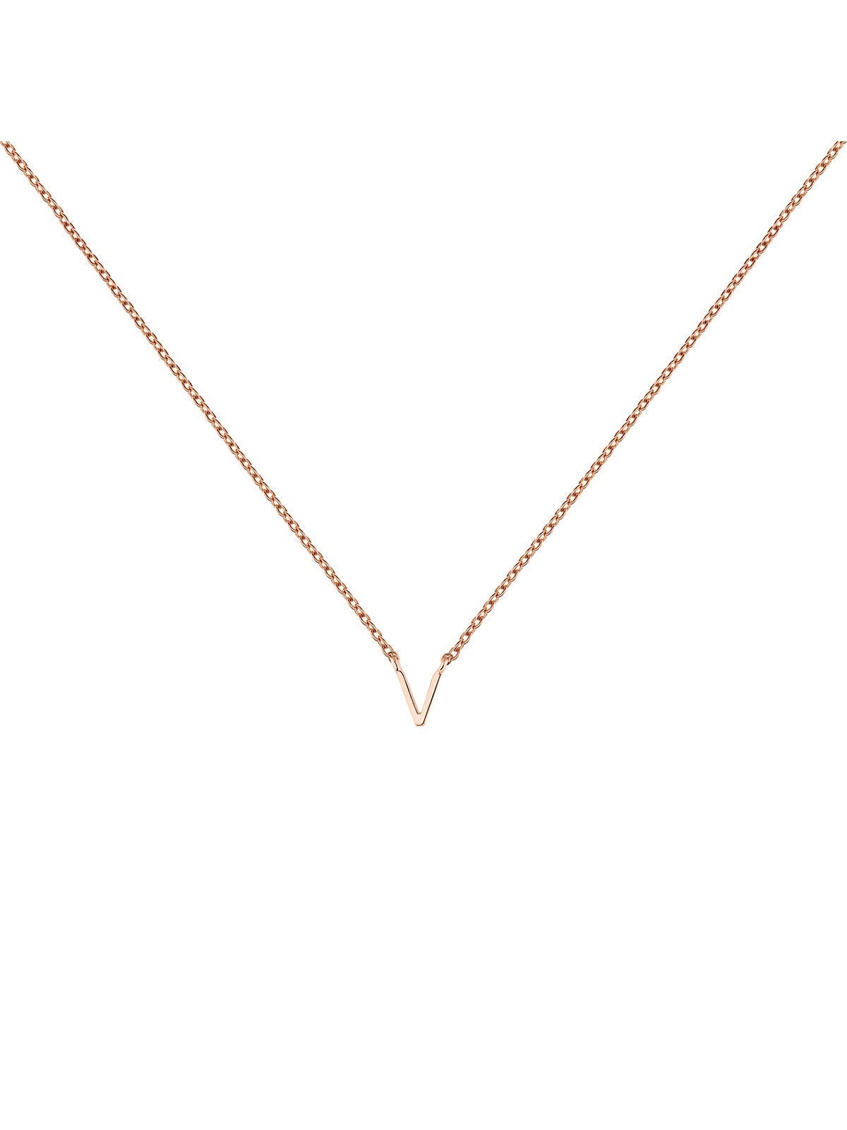 Colgante de oro rosa de 9K con inicial V