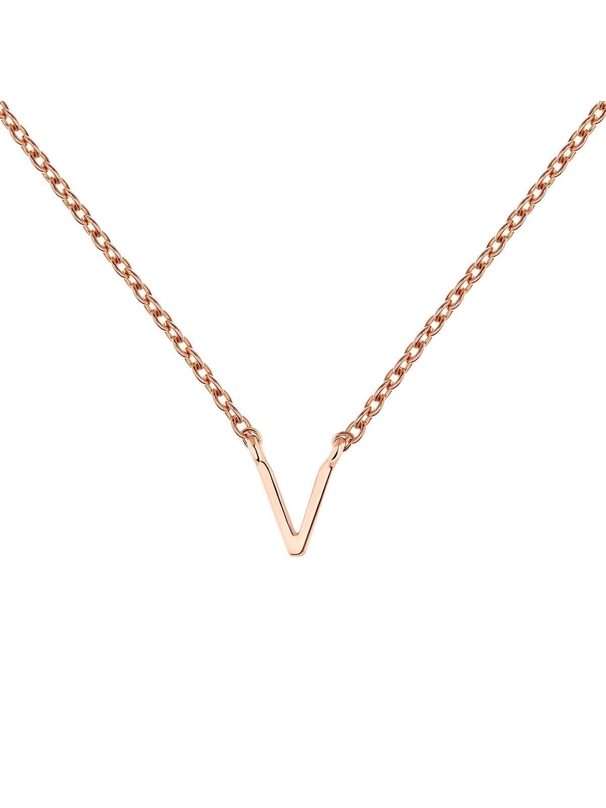 Colgante de oro rosa de 9K con inicial V