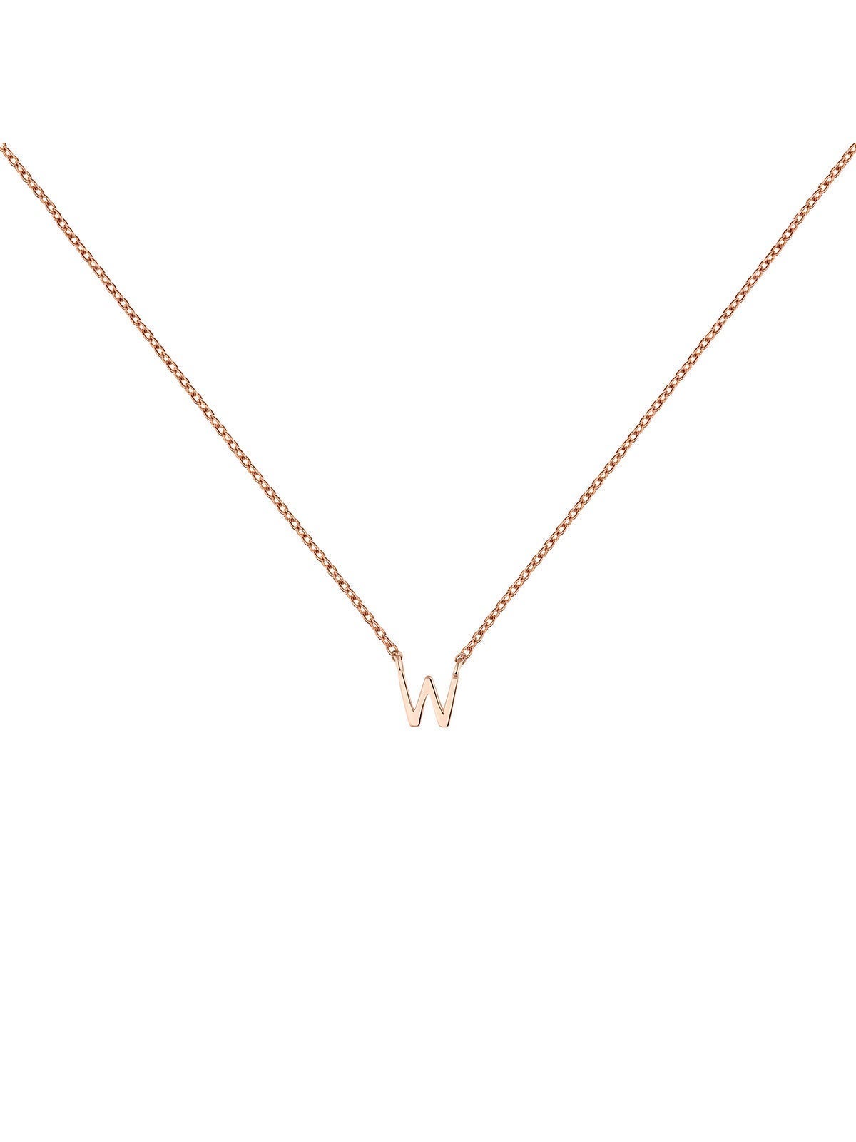 Colgante de oro rosa de 9K con inicial W