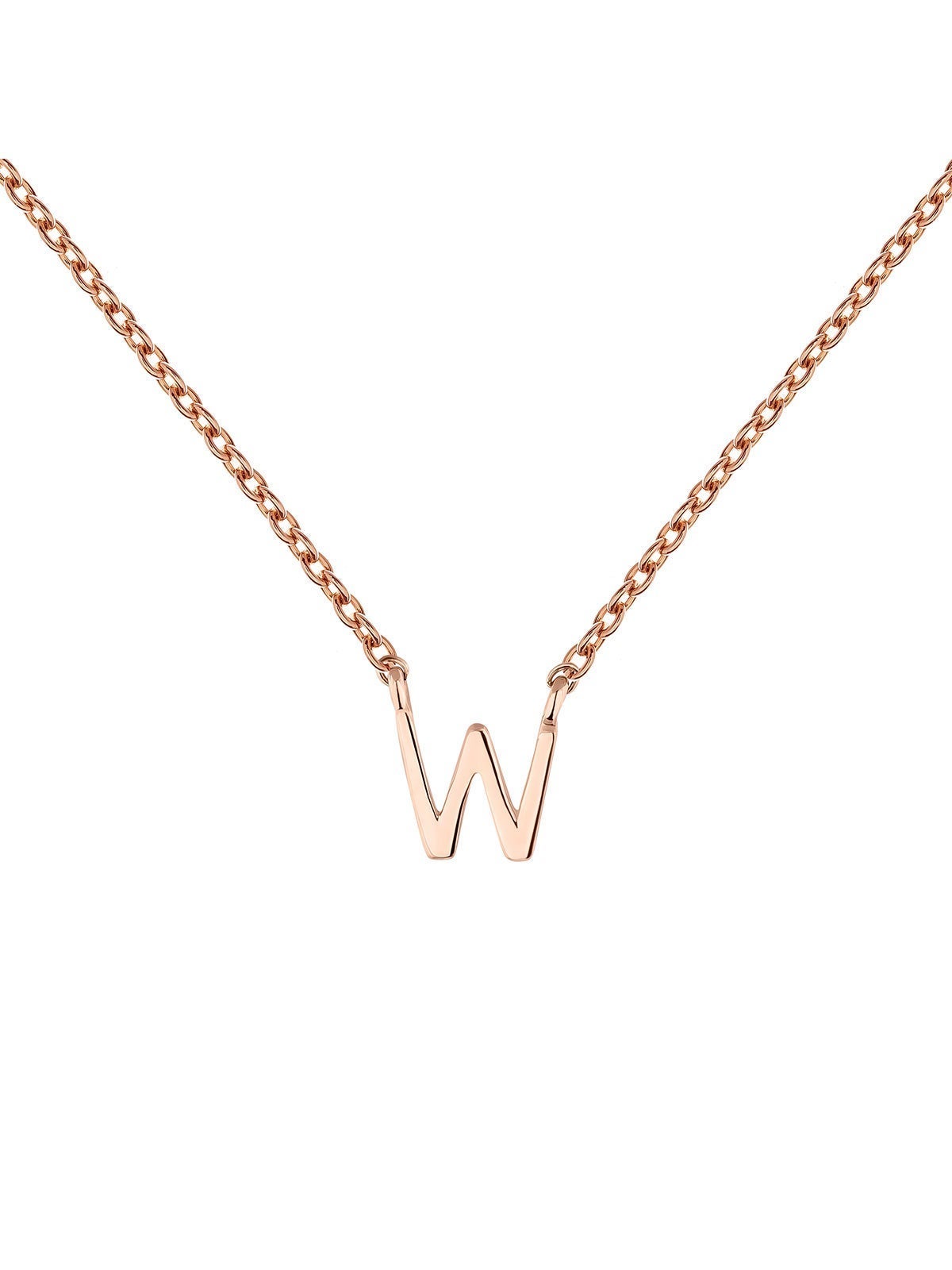 Colgante de oro rosa de 9K con inicial W