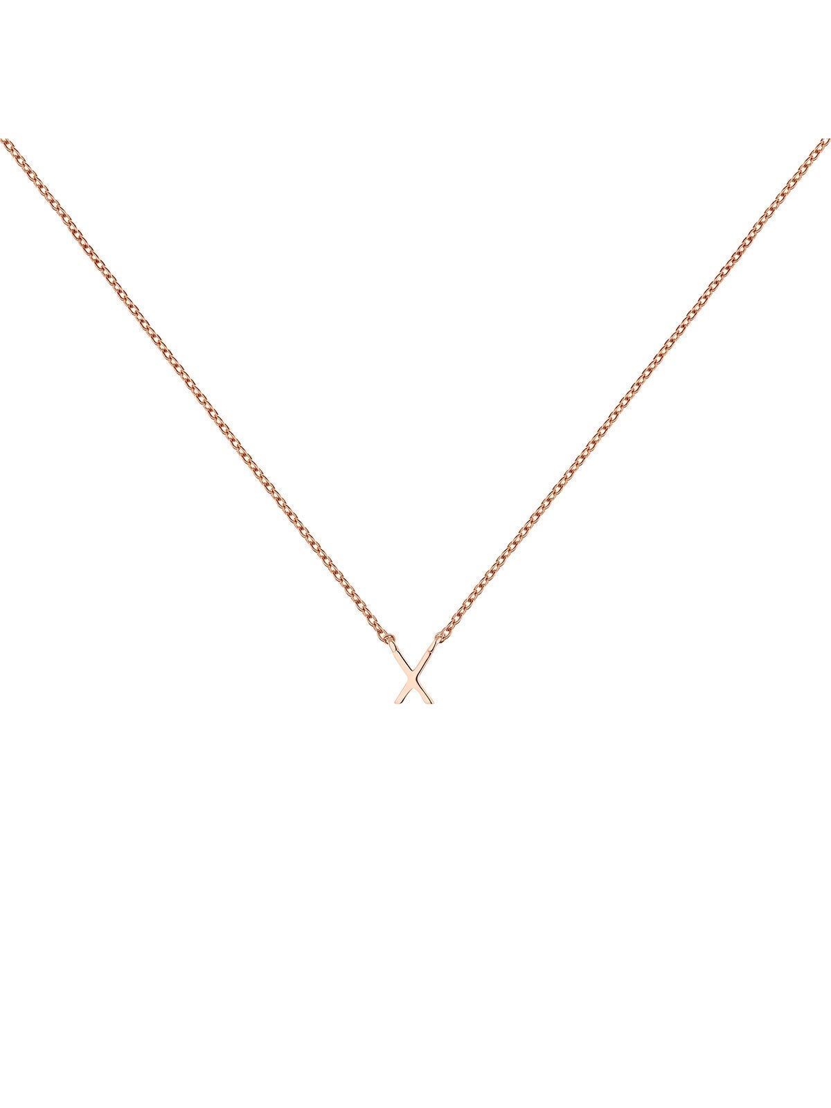 Colgante de oro rosa de 9K con inicial X