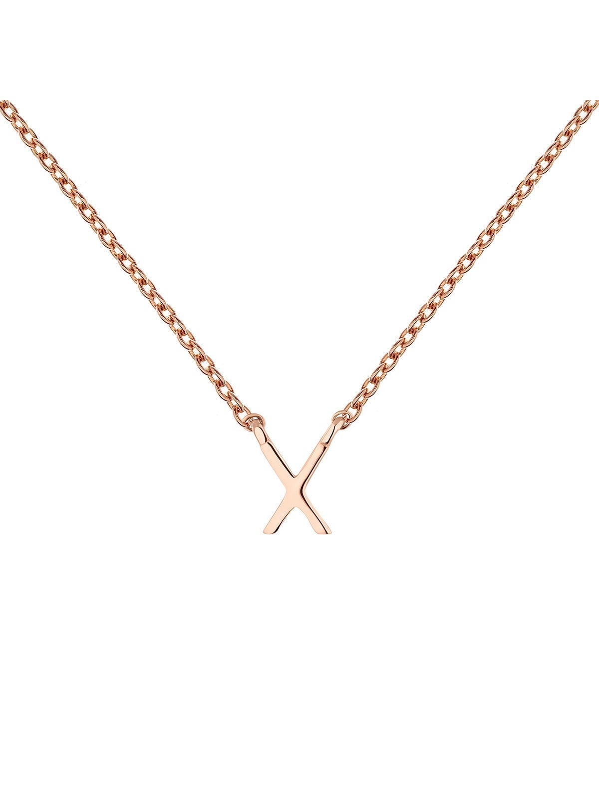 Colgante de oro rosa de 9K con inicial X