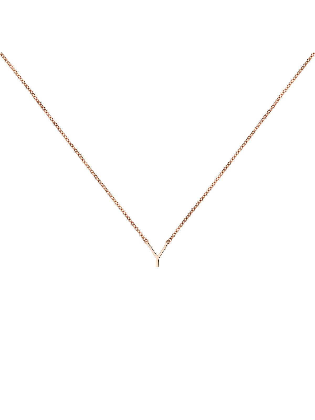Colgante de oro rosa de 9K con inicial Y