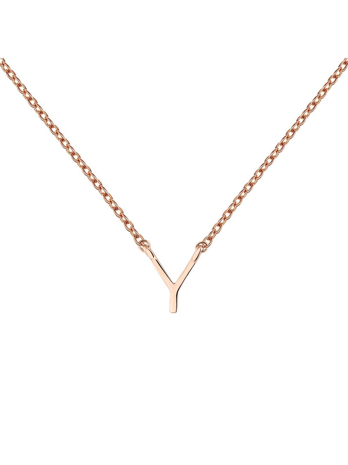 Colgante de oro rosa de 9K con inicial Y