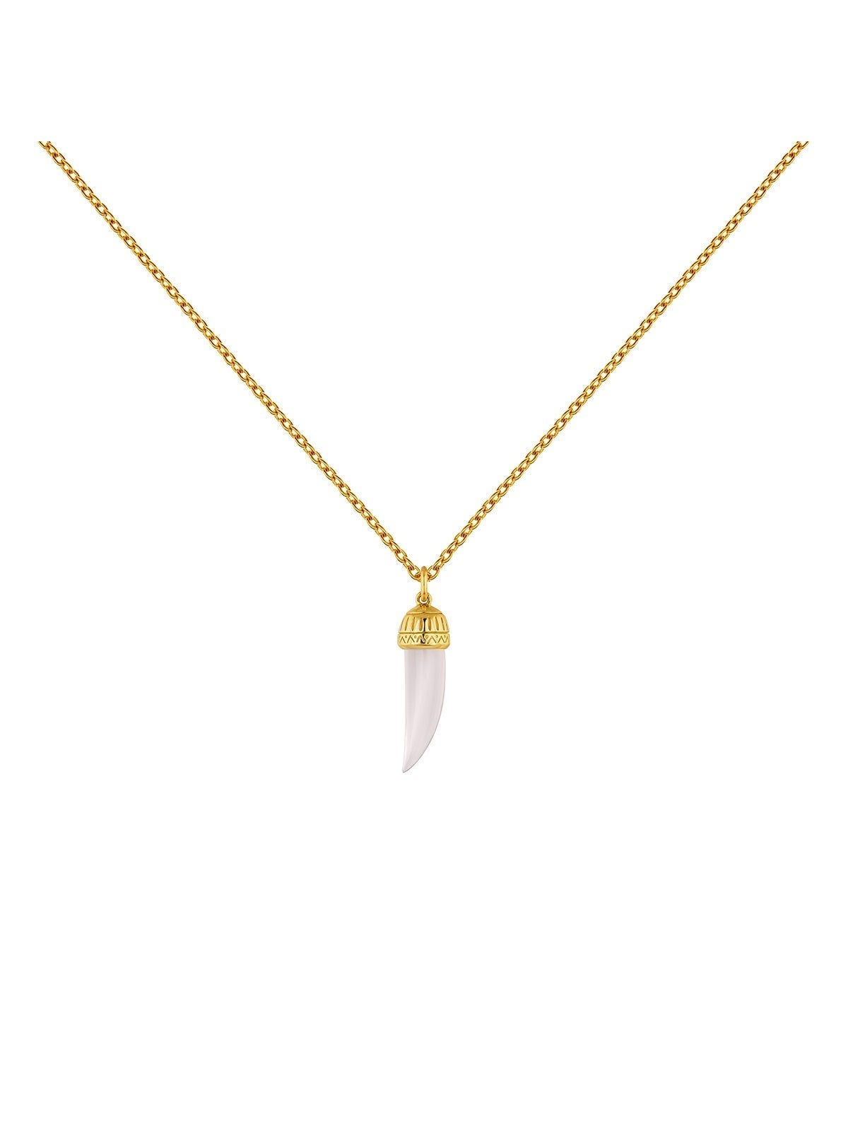 Colgante de plata 925 bañada en oro amarillo con colmillo de calcedonia azul y rodolita
