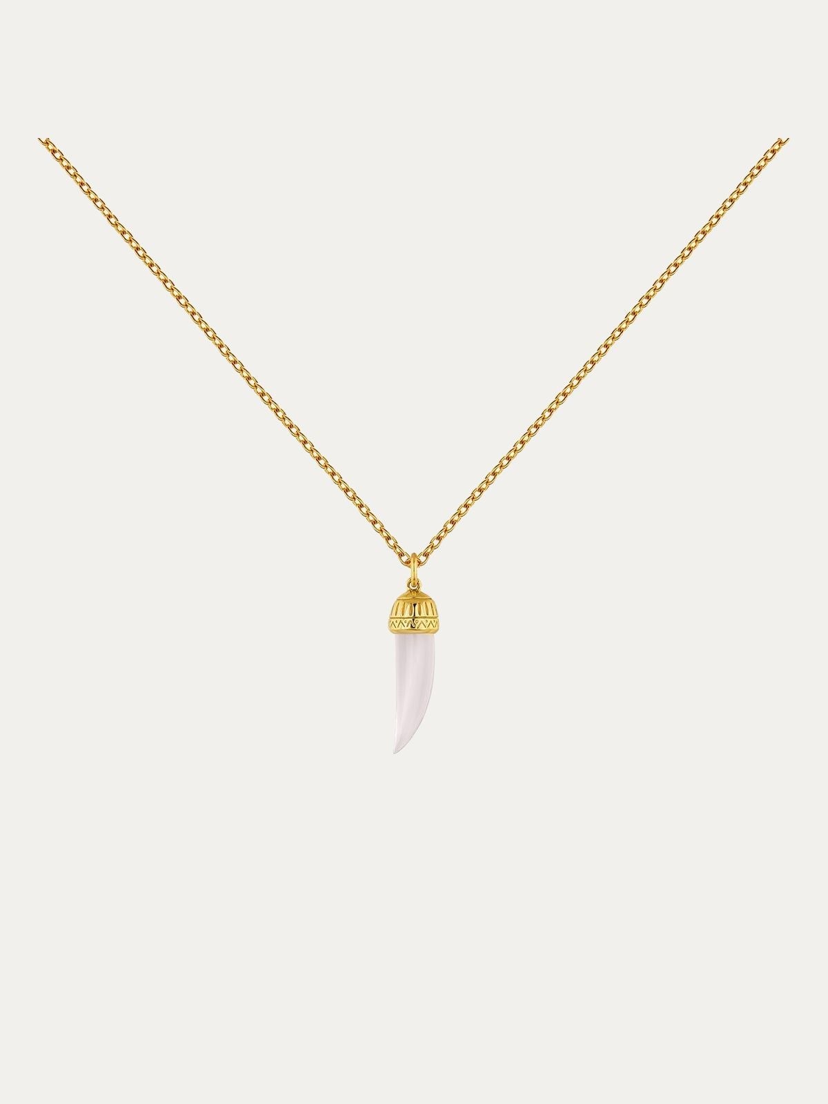 Colgante de plata 925 bañada en oro amarillo con colmillo de calcedonia azul y rodolita
