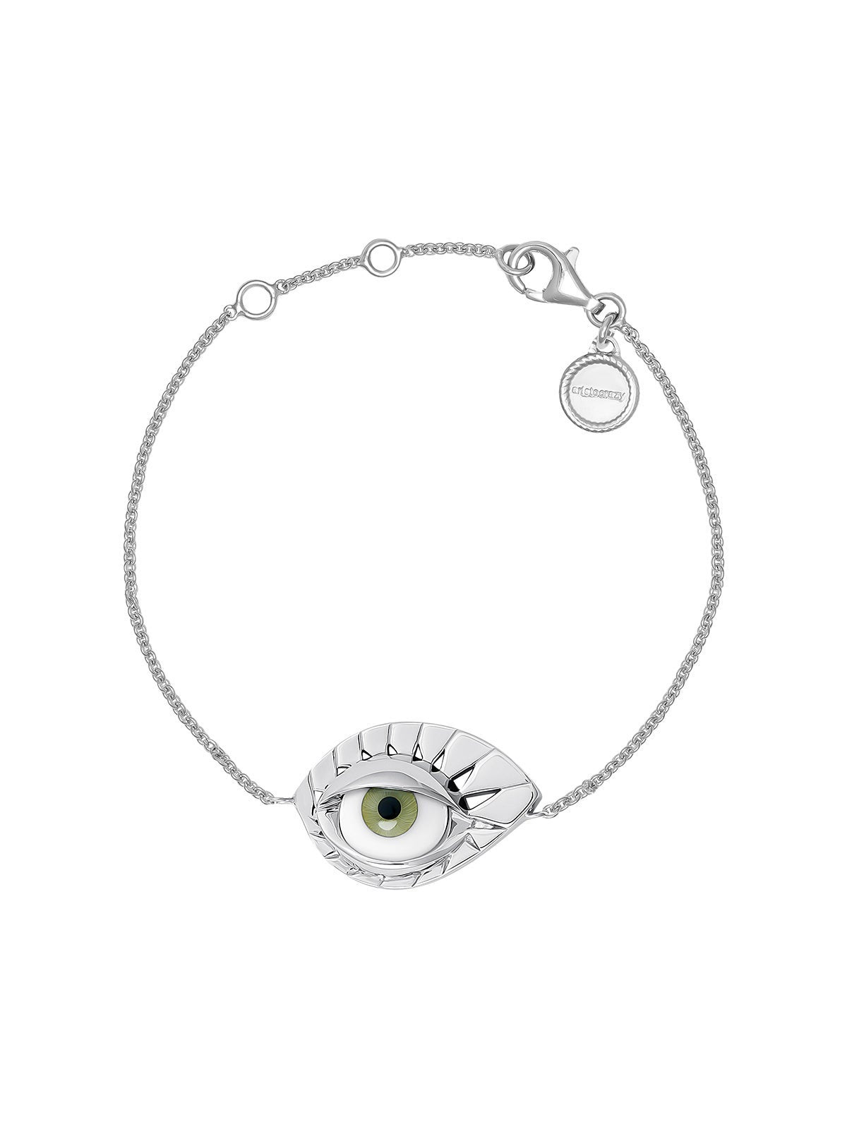 Pulsera de plata de ojo verde