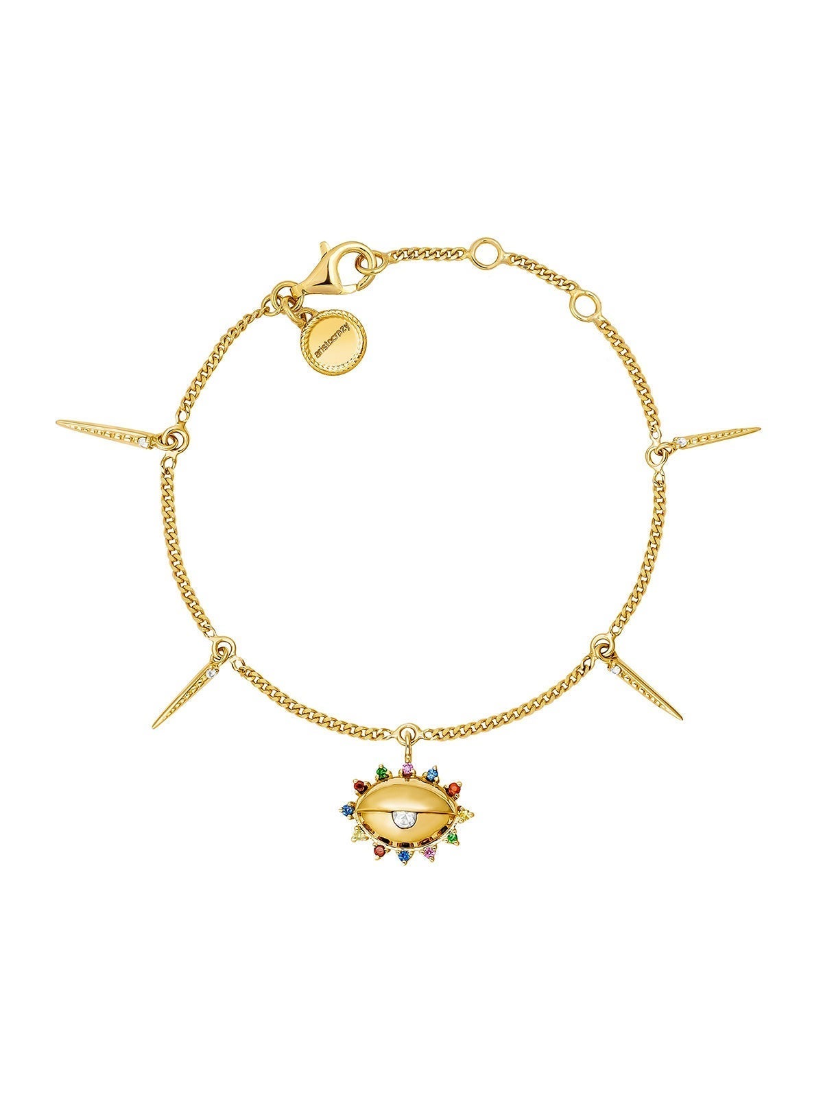 Brazalete de plata chapado en oro con motivos oculares