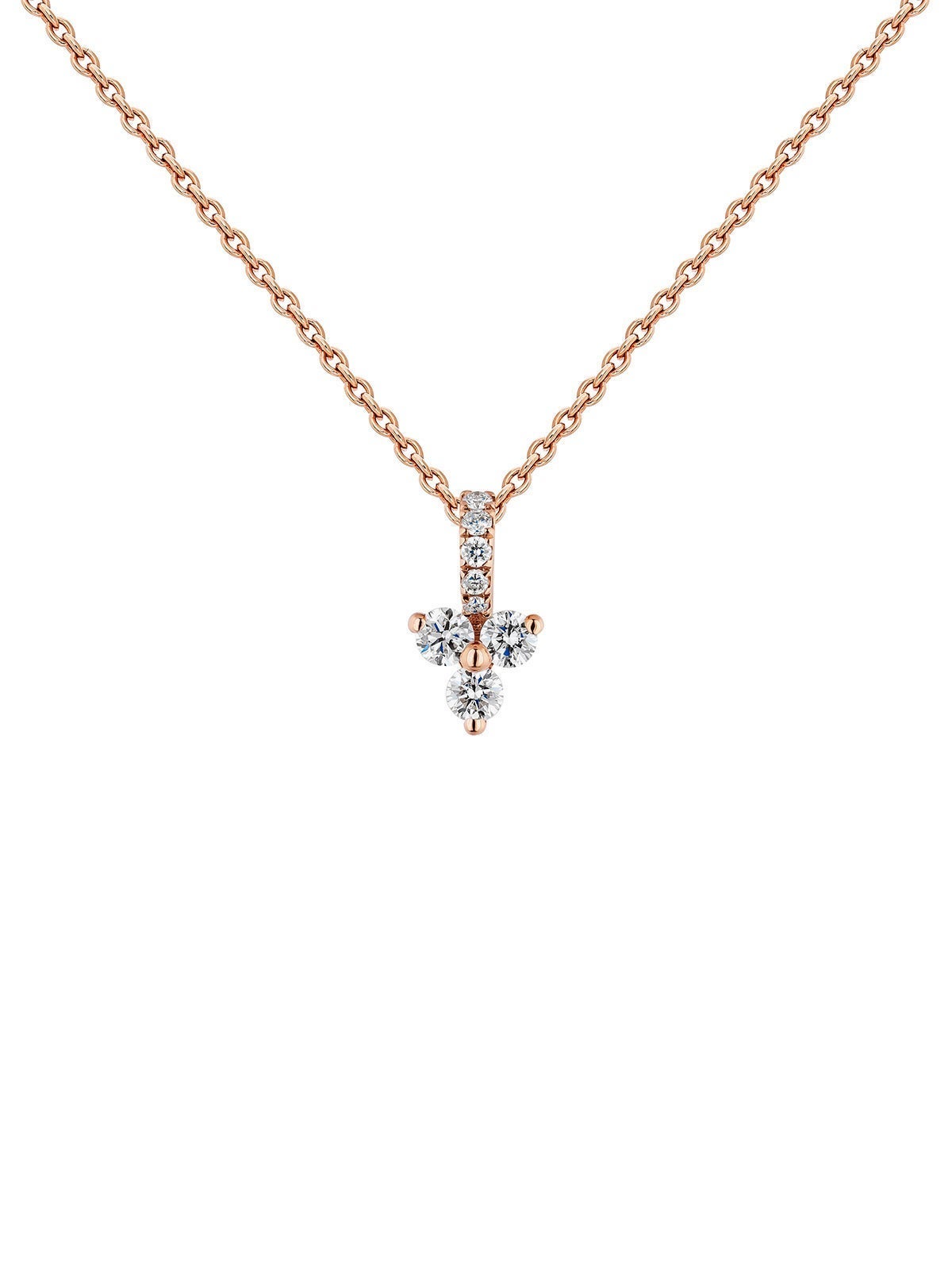 Colgante de oro rosa de 18K con cruz de diamantes 0,09 cts