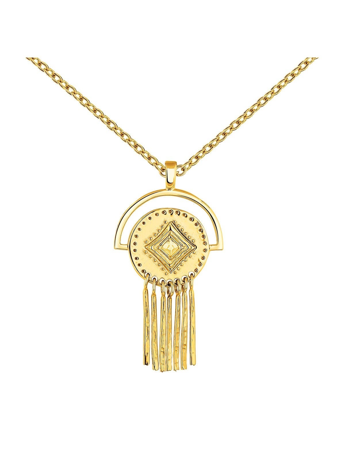 Collar de plata 925 bañada en oro amarillo con motivo étnico
