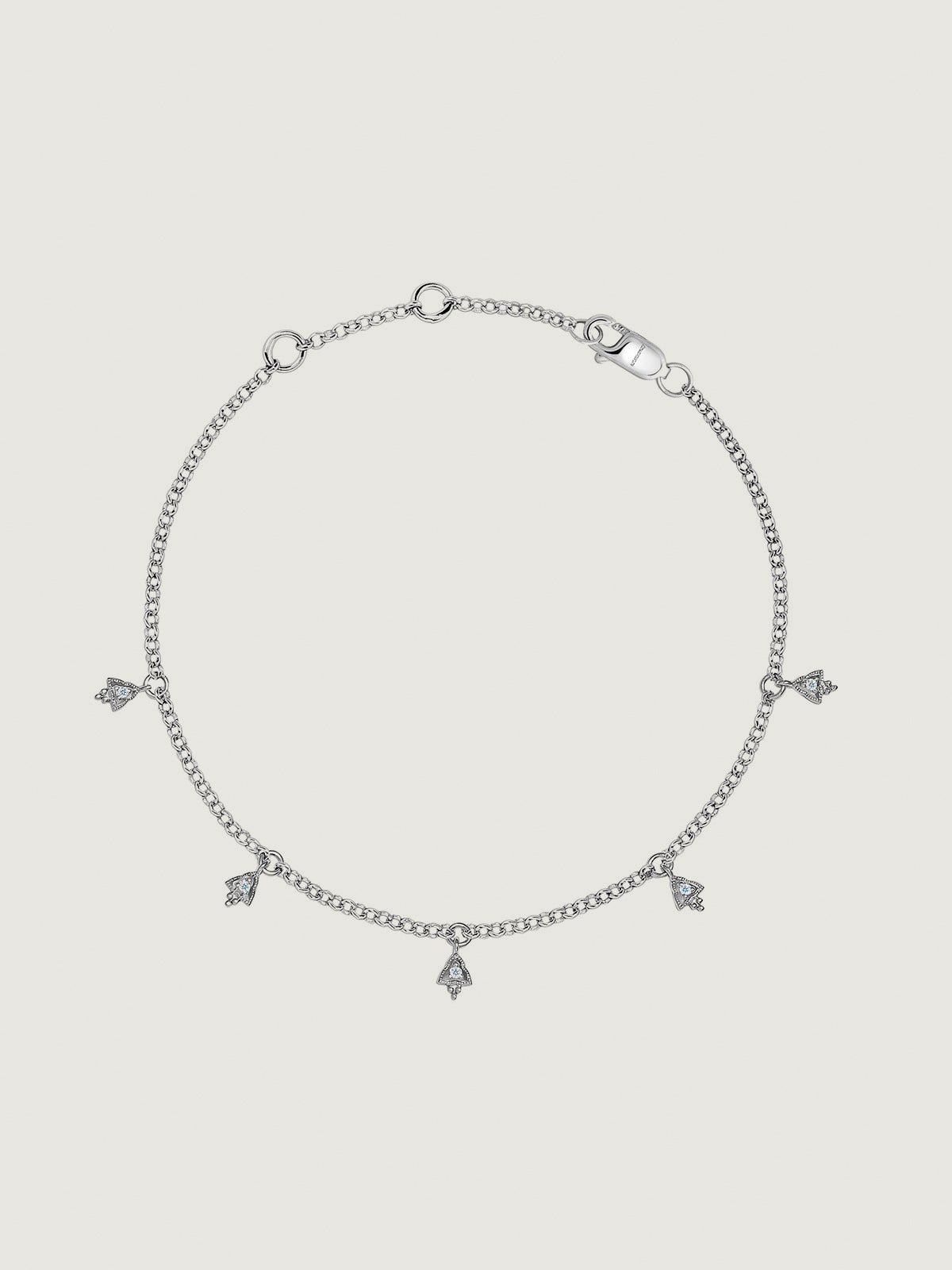 Pulsera de oro blanco de 9K con diamantes 0,025 cts