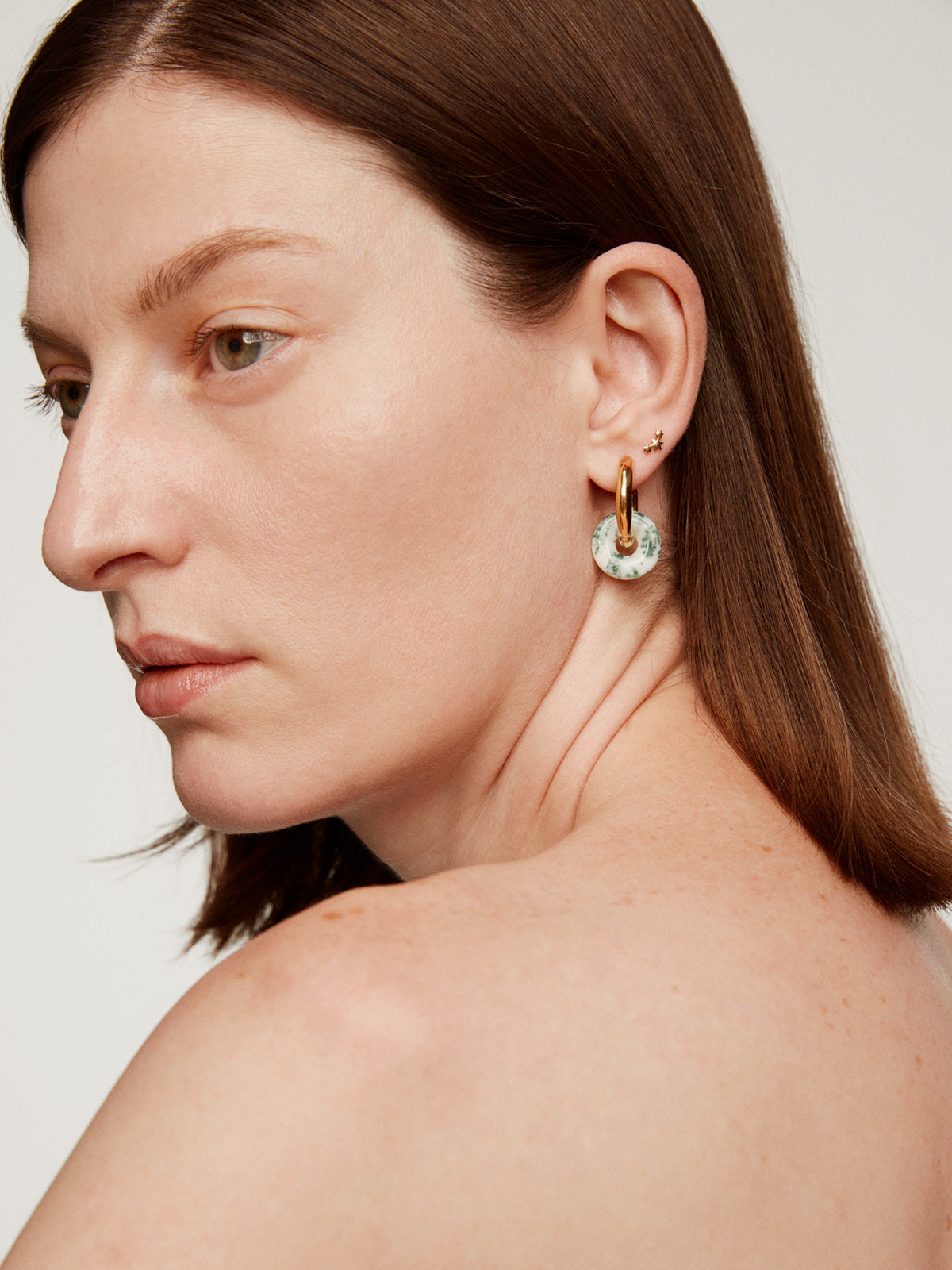 18K yellow gold triple star piercing