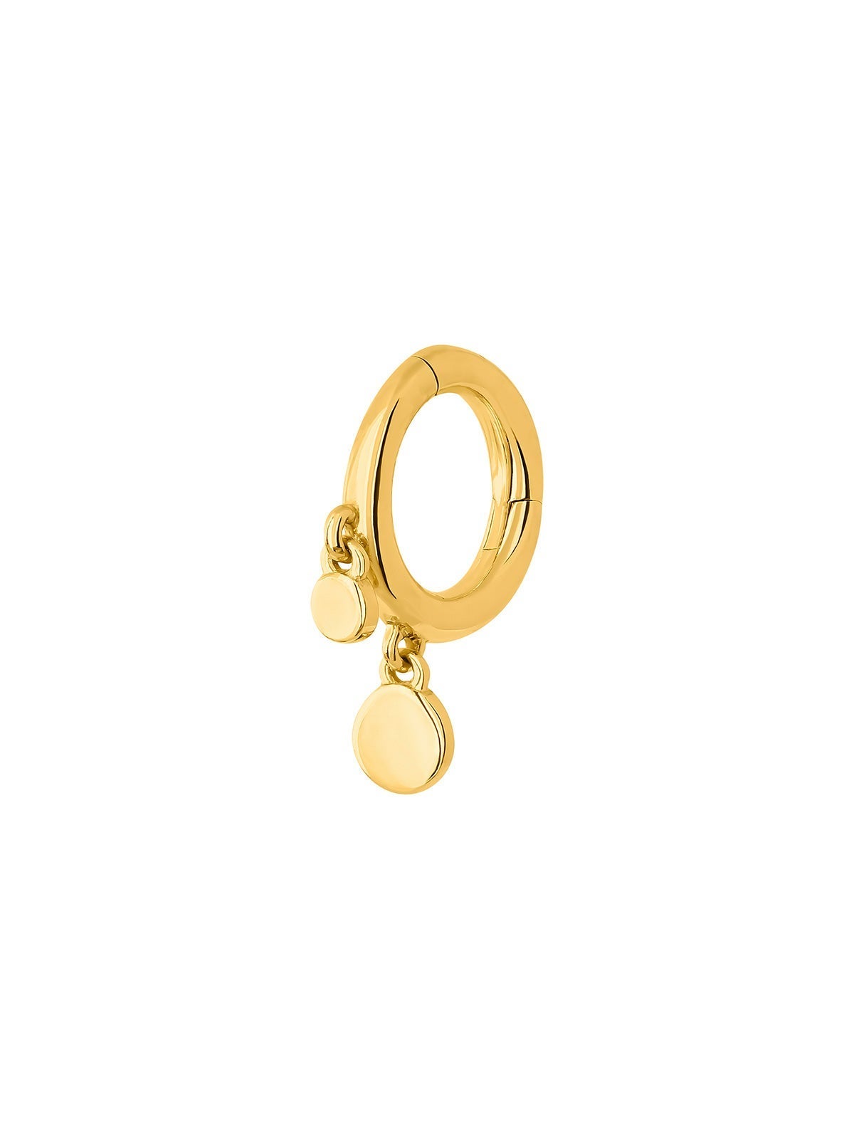 Pendiente individual de aro pequeño de oro amarillo de 9K con esferas
