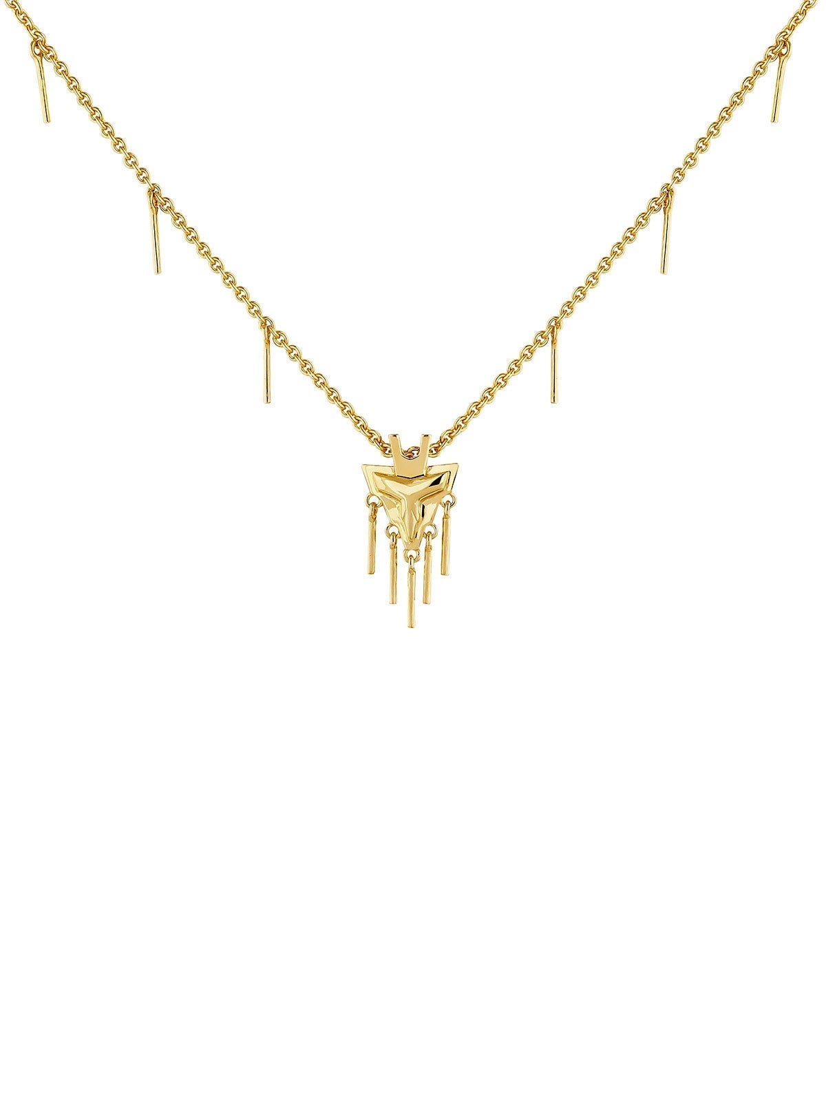 Collar de motivos de fantasía de plata recubierto de oro