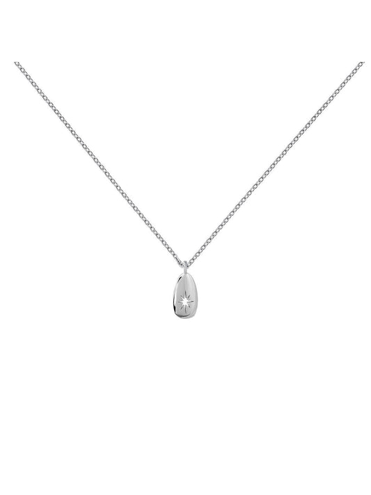 Colgante de plata 925 bañada en oro blanco de 18K con estrella
