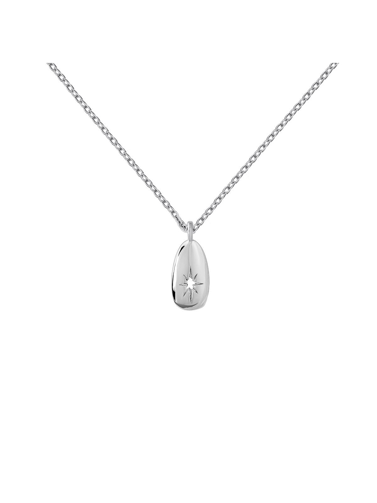 Colgante de plata 925 bañada en oro blanco de 18K con estrella
