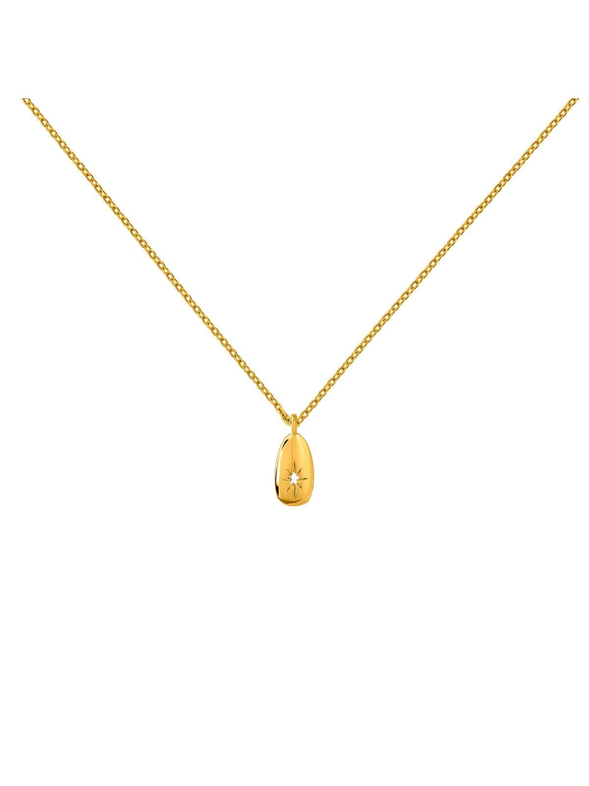 Collar en plata 925 recubierta de oro amarillo con motivo oval estrella