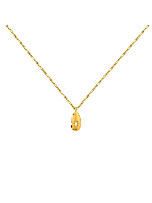 Collar en plata 925 recubierta de oro amarillo con motivo oval estrella