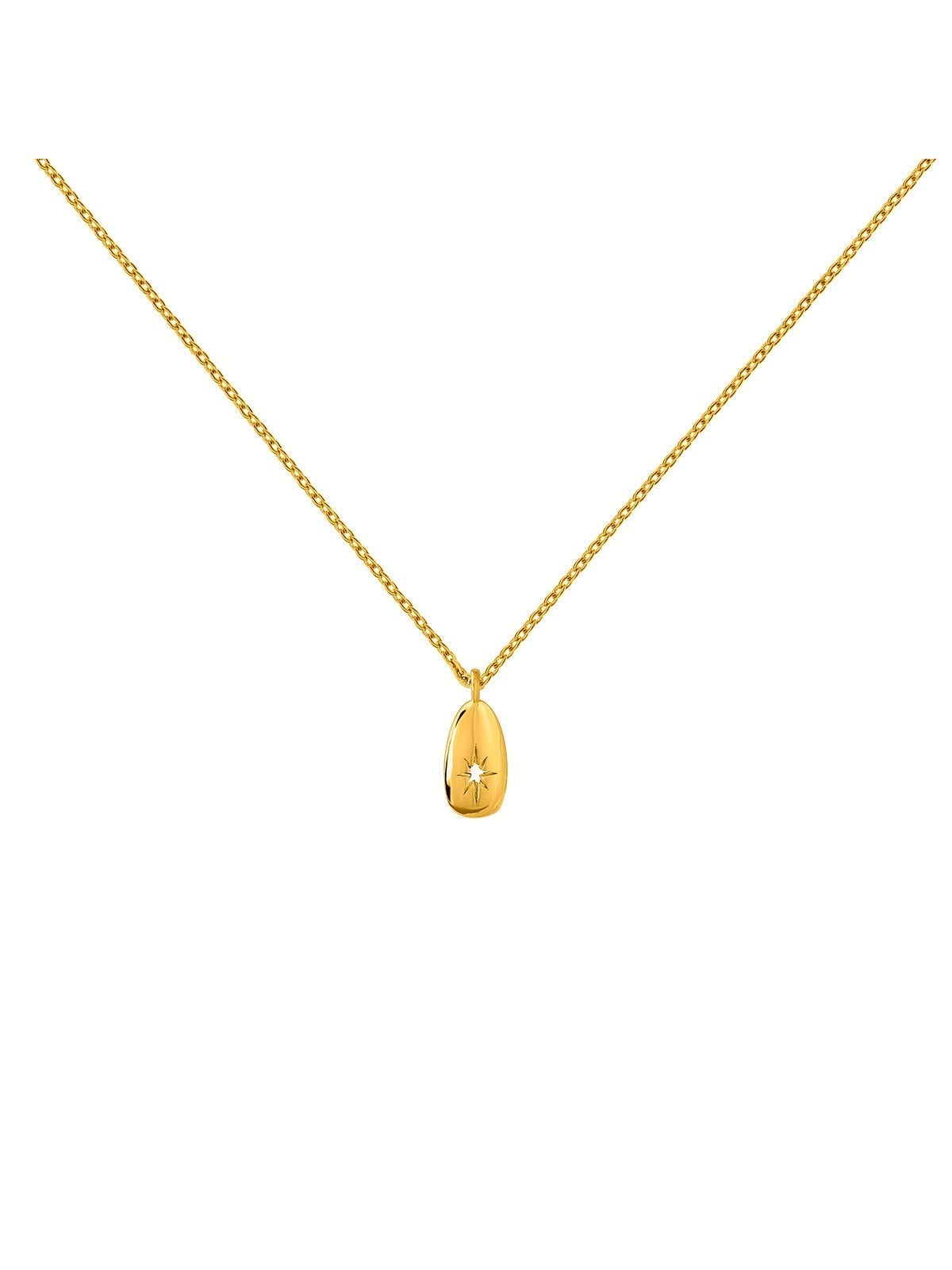 Collar en plata 925 recubierta de oro amarillo con motivo oval estrella