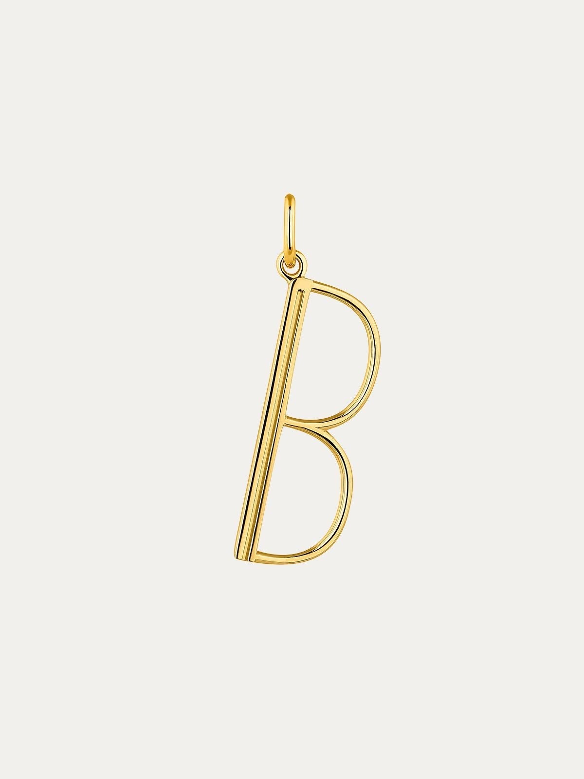 Charm de plata 925 bañada en oro amarillo de 18K con inicial B