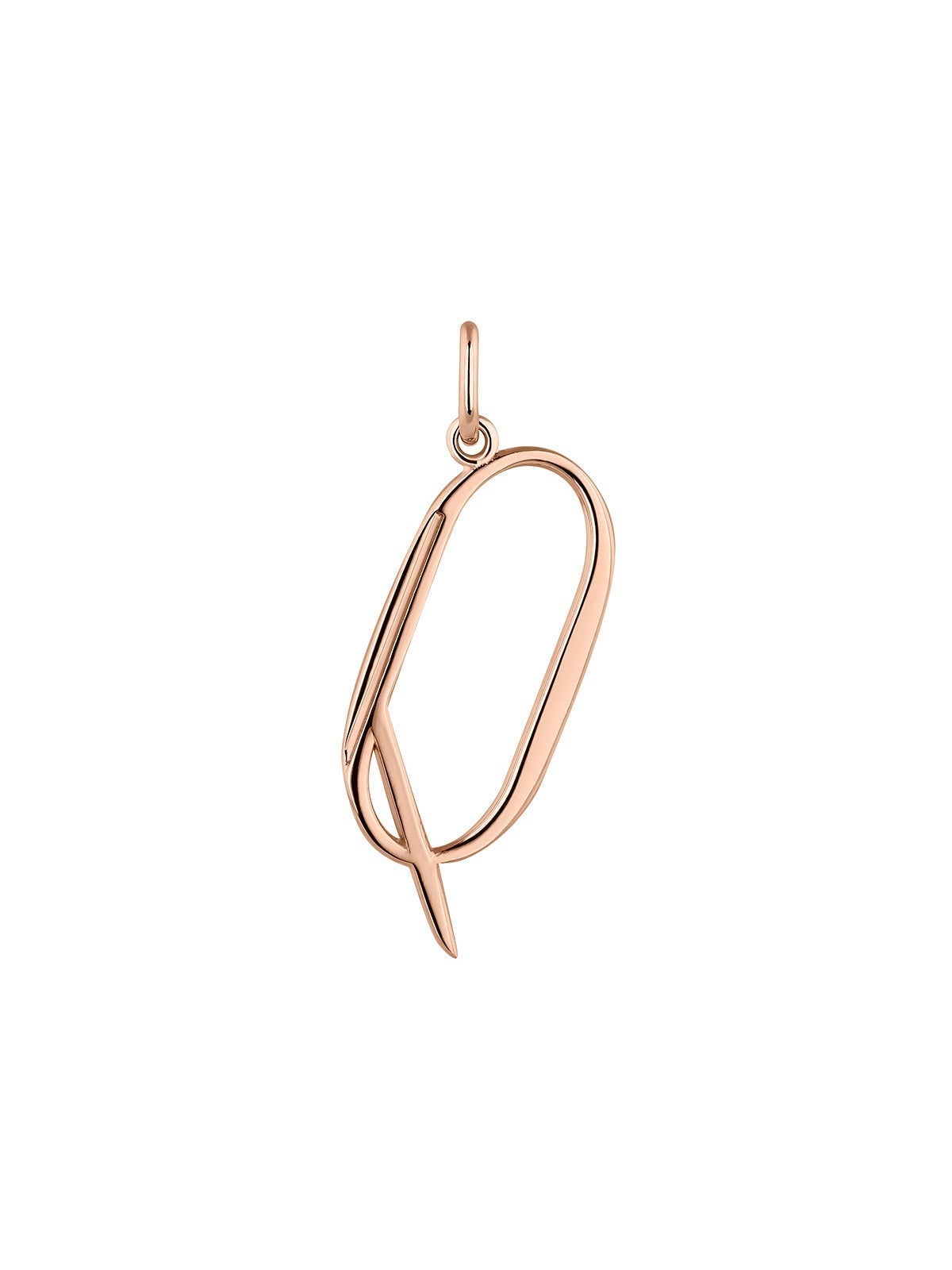 Charm de plata 925 bañada en oro rosa de 18K con inicial Q
