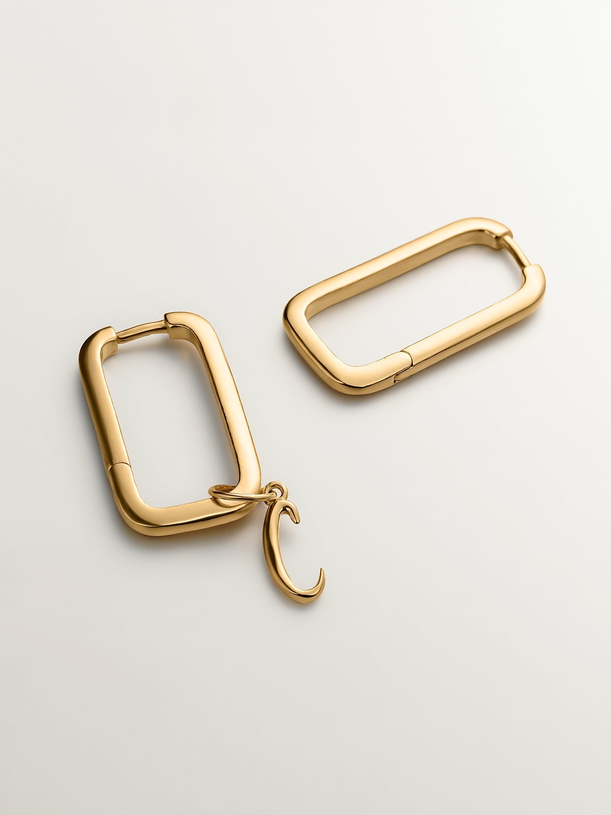 Boucles d'oreilles rectangulaires en argent 925 plaqué or jaune 18K