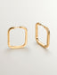 Pendientes de aro cuadrados grandes de plata 925 bañada en oro amarillo de 18K