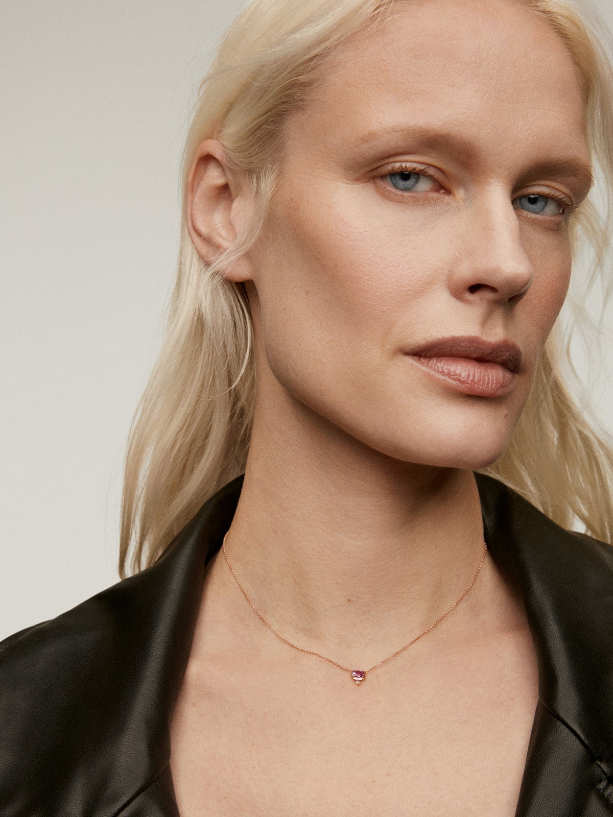 Colgante de plata 925 bañada en oro rosa de 18K con amatista morada y rodolita rosa