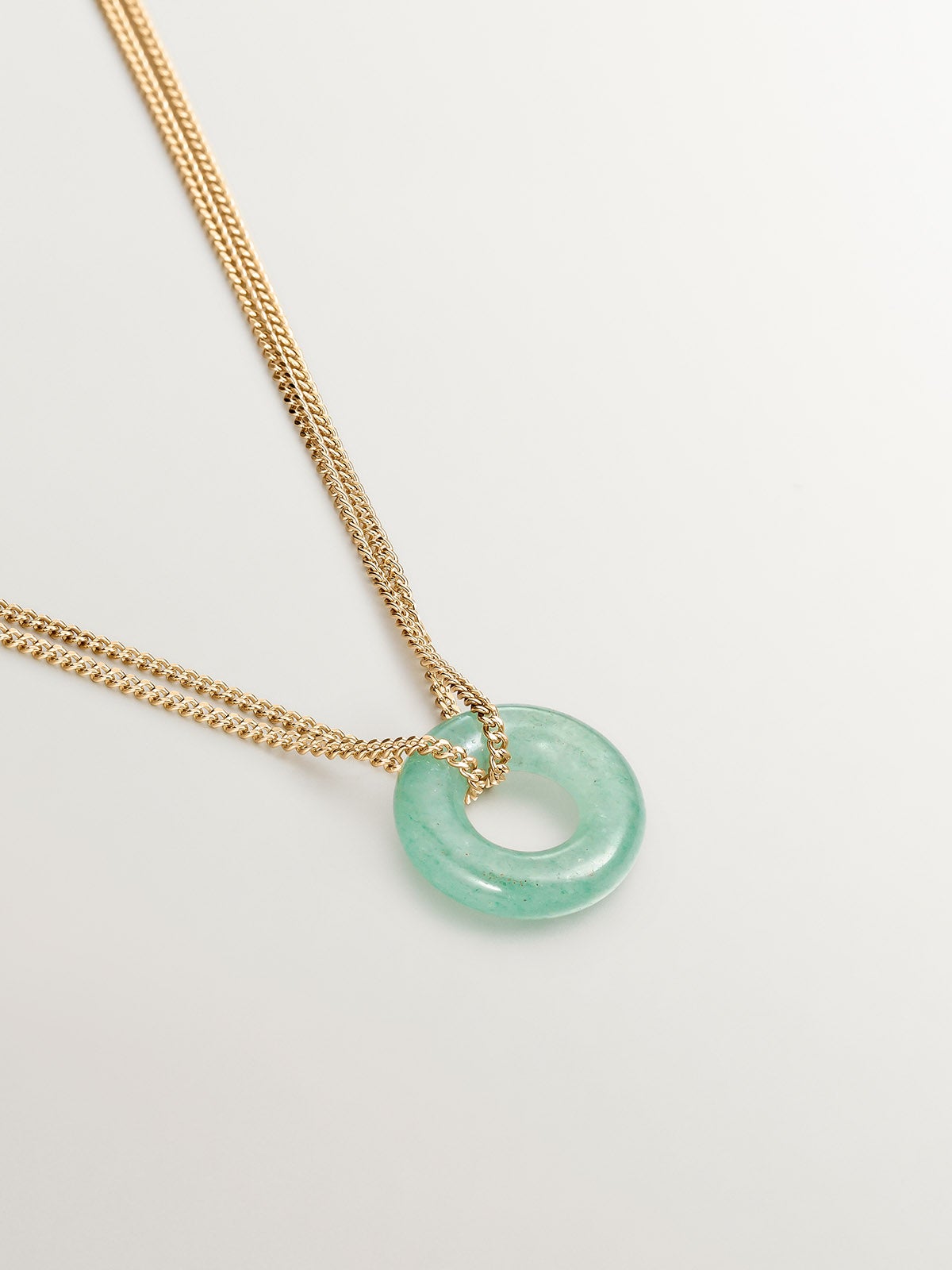 Pulsera de plata 925 bañada en oro amarillo de 18K con aventurina verde