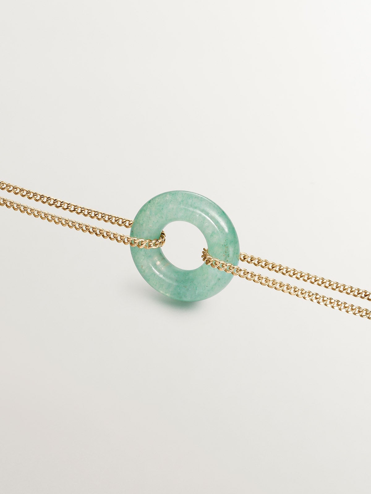 Pulsera de plata 925 bañada en oro amarillo de 18K con aventurina verde