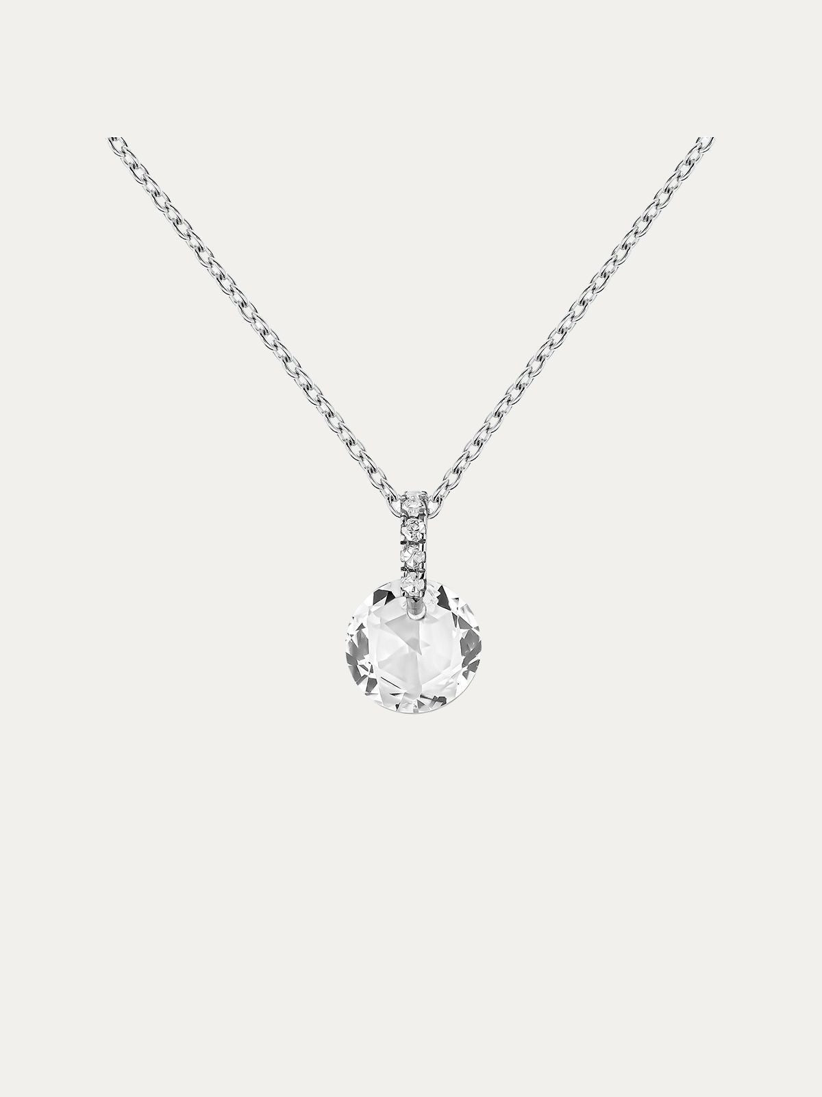 Colgante de oro blanco de 9K con topacio blanco y zafiro gris