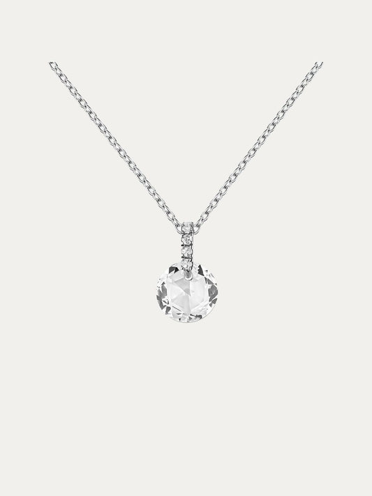 Colgante de oro blanco de 9K con topacio blanco y zafiro gris
