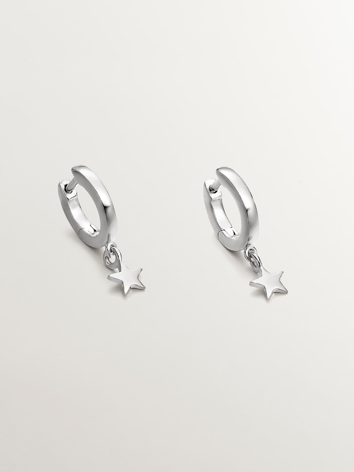 Pendientes de aro pequeños de plata 925 con estrella