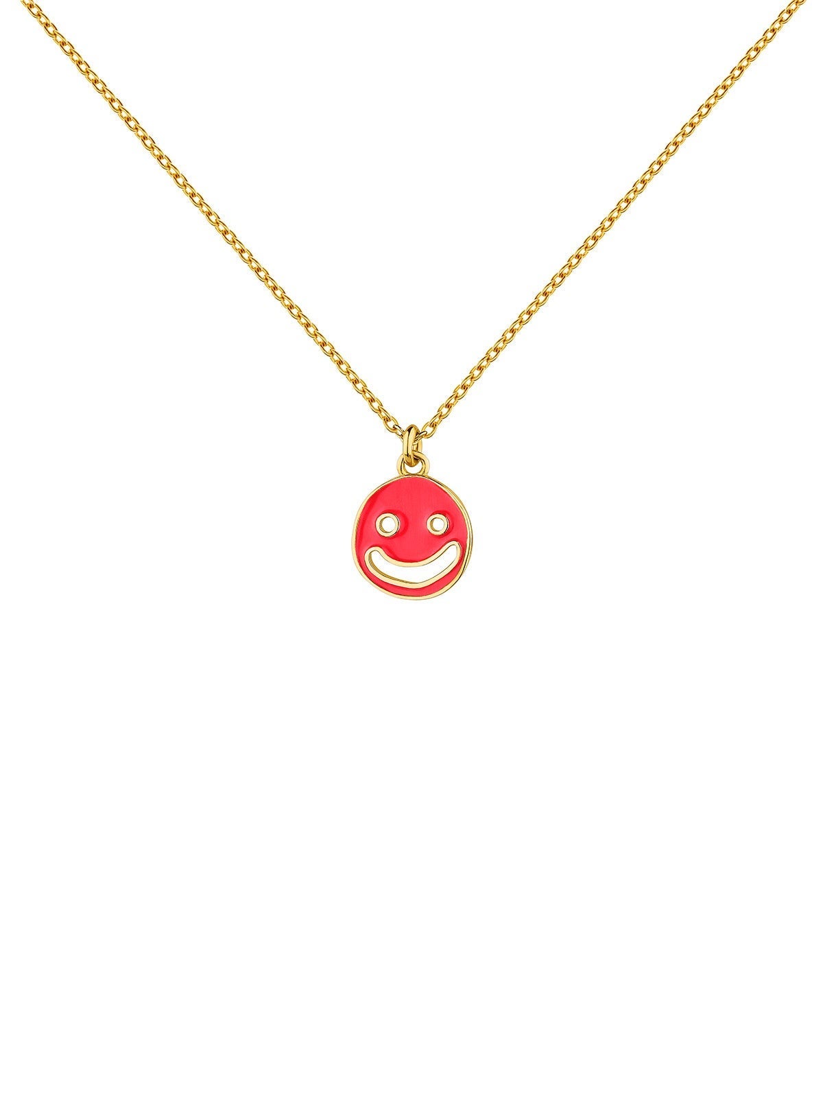 Colgante de plata 925 bañada en oro amarillo de 18K con smiley y esmalte rosa