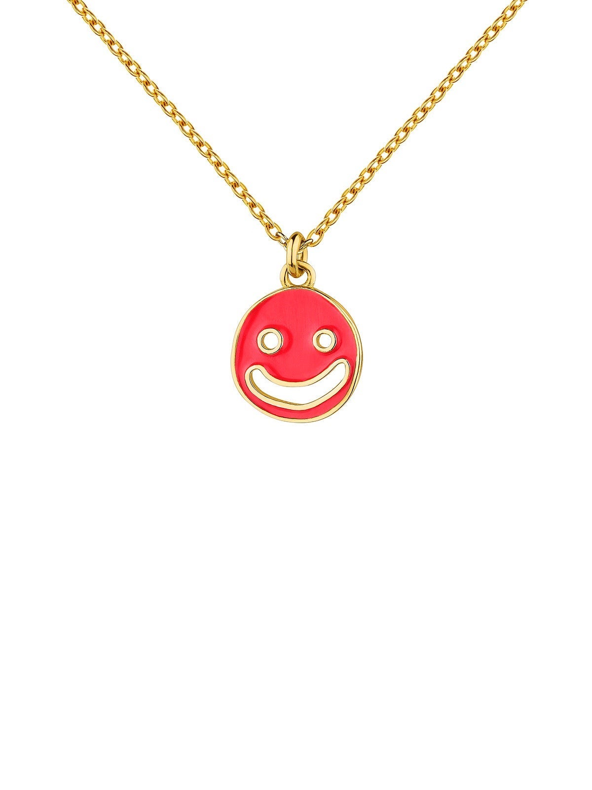 Colgante de plata 925 bañada en oro amarillo de 18K con smiley y esmalte rosa