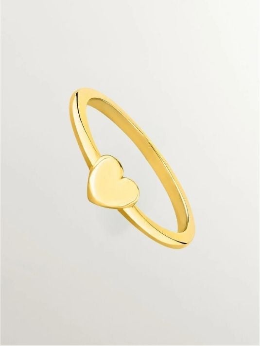 Anillo de plata 925 bañada en oro amarillo de 18K con corazón